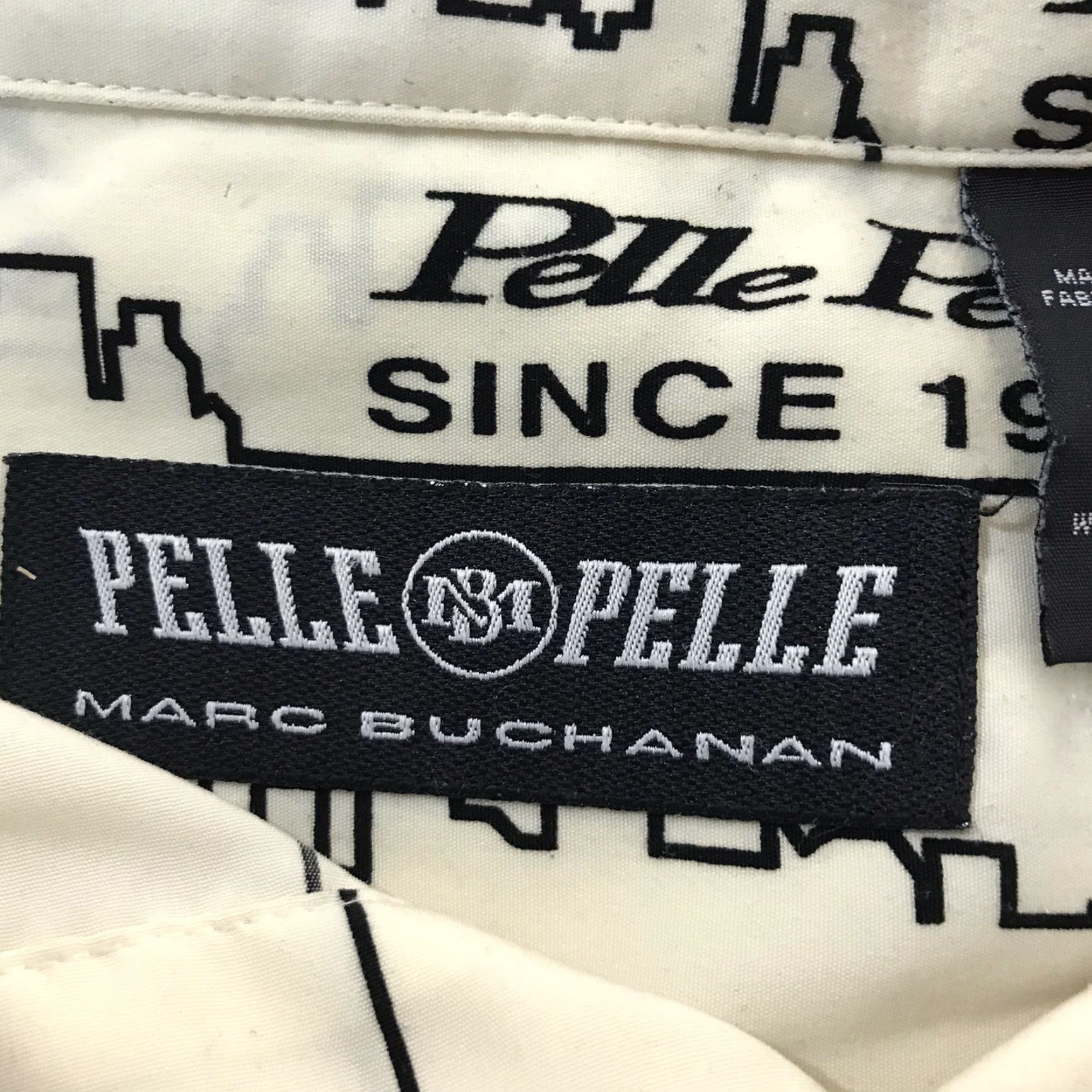 Pelle Pelle Pelle Pelle Marc Buchanan Dress Shirt Button Up Pale Yellow/Blk Mens Size L Size 42R - 7 Thumbnail