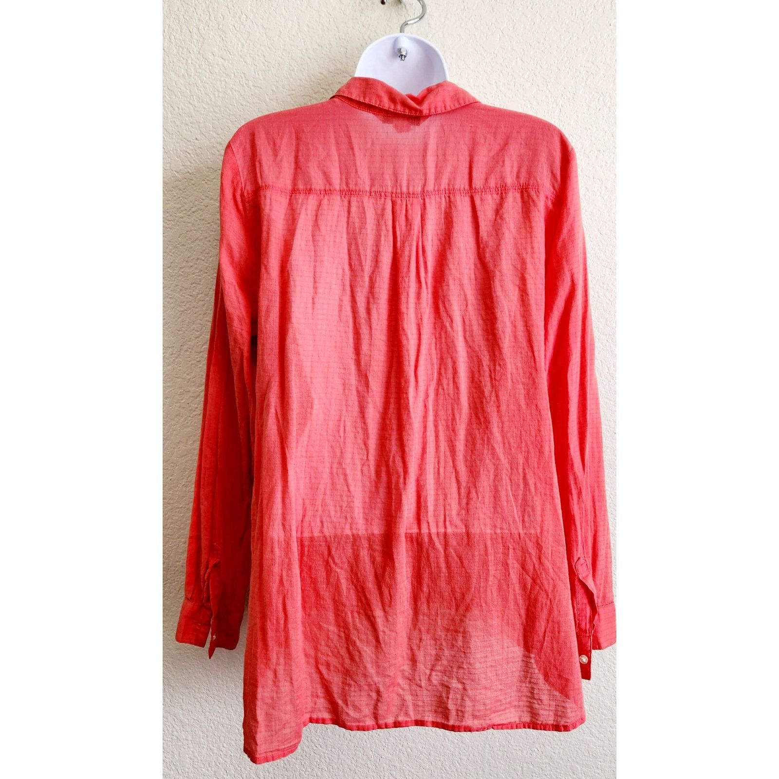 Old Navy Old Navy Coral 5 Button Collard Top Large Lightweight Size L / US 10 / IT 46 - 3 Thumbnail