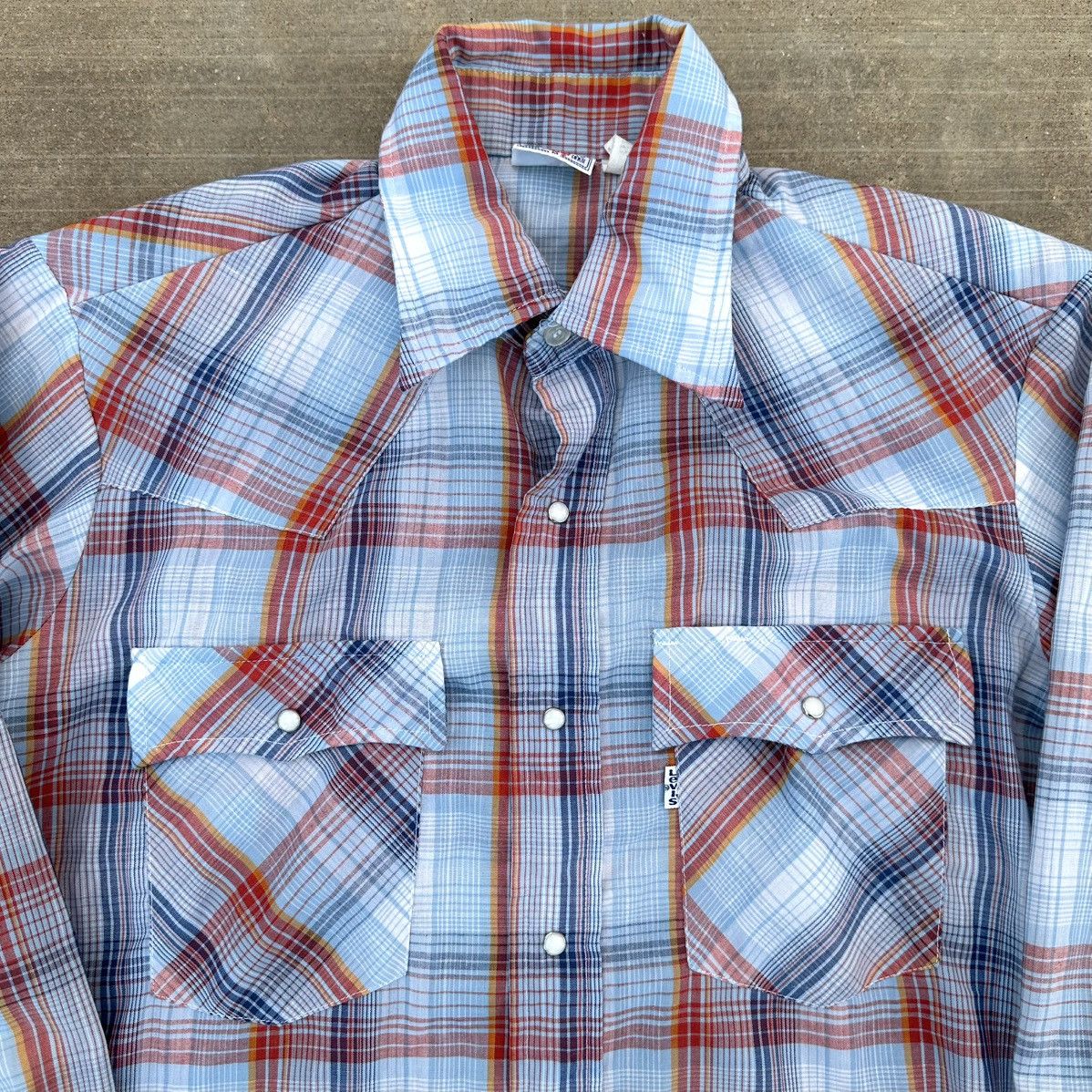 Levi's Vintage 70s-80s Levis Pearl Snap Western Plaid Shirt Blue Size US M / EU 48-50 / 2 - 3 Thumbnail