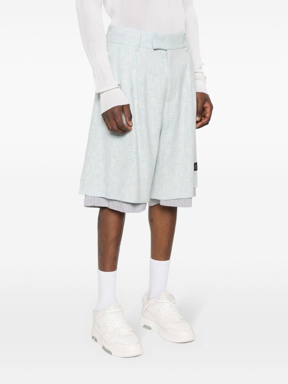 Amiri oc11z0525 Cross Hatch Layered Skater Short in Gray Dawn Size US 34 / EU 50 - 3 Thumbnail