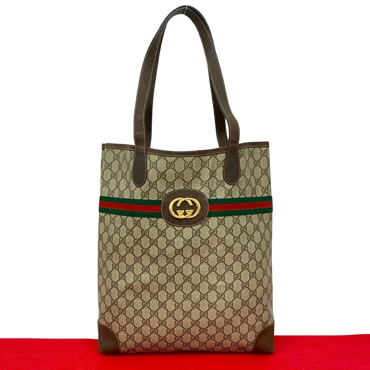 Gucci Gucci GG Logo Canvas Leather Tote Bag Leather Tote Bag DUTY FREE for USA