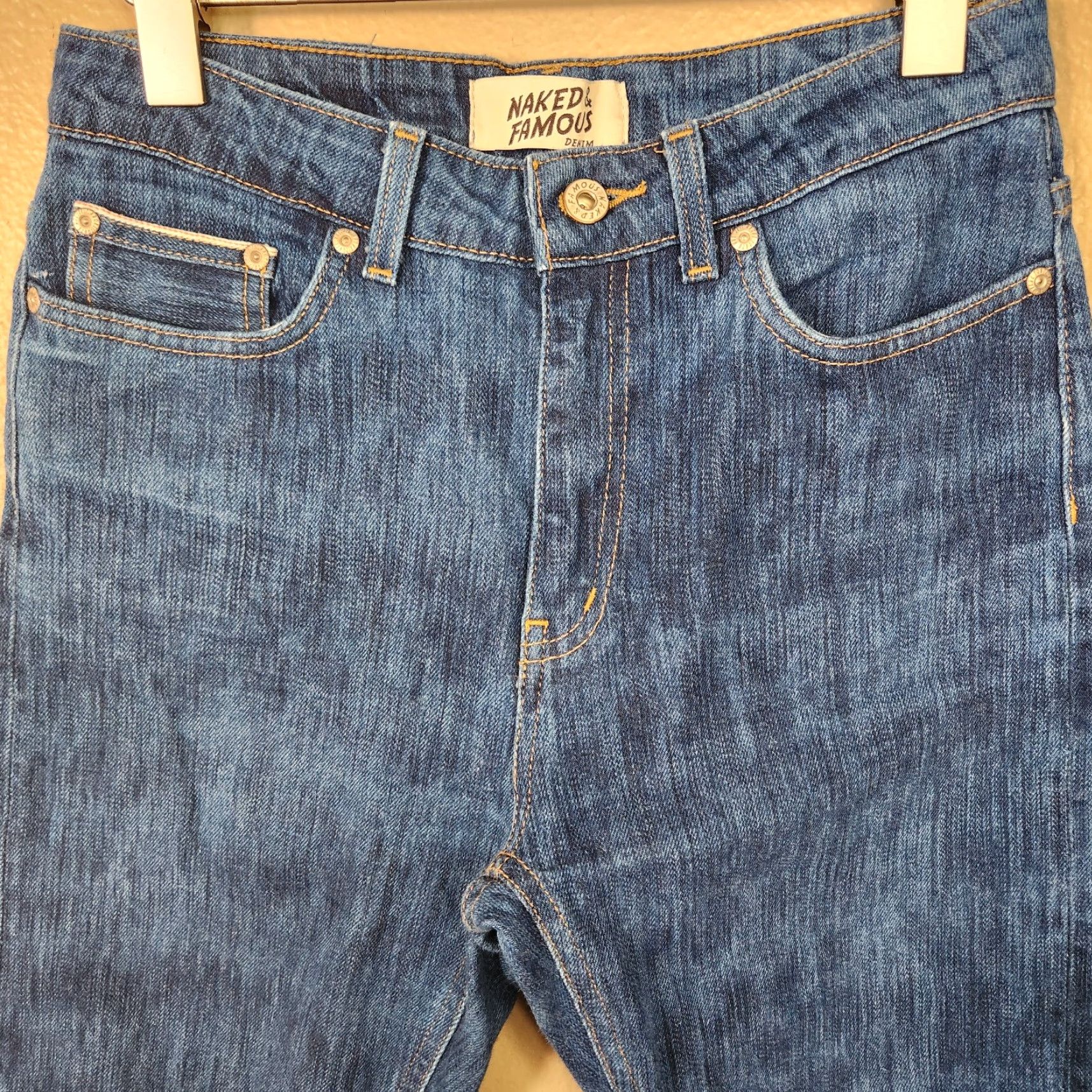 Vintage Naked & Famous Denim Womens Blue Kasuri Stretch Selvedge High Rise Skinny Jeans-Sz 28 Size 28" / US 6 / IT 42 - 3 Thumbnail