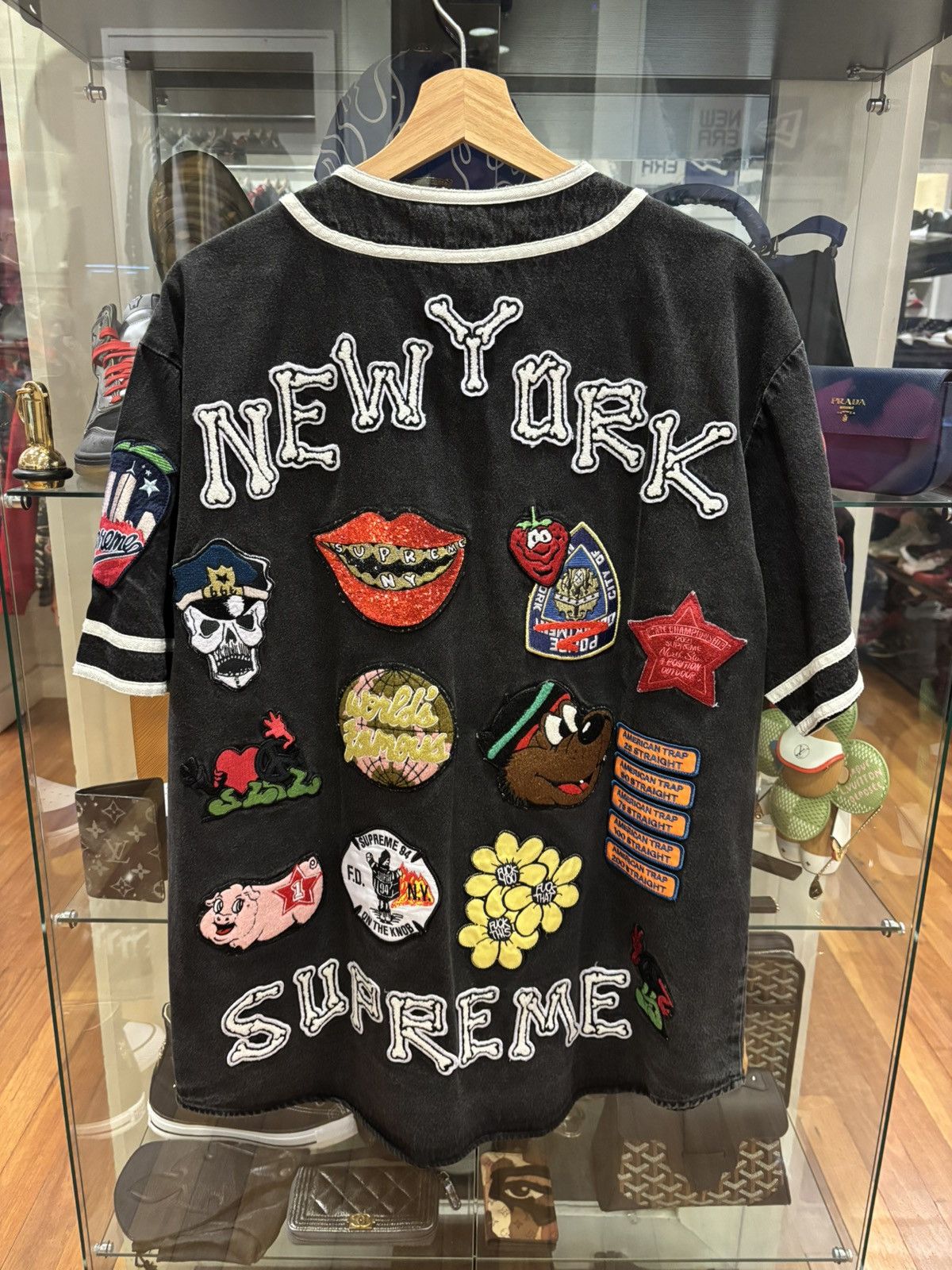 ウェア Supreme Patches Denim Baseball Jersey Supreme Patches Denim Baseball Jersey Natural Men's - SS21 - US