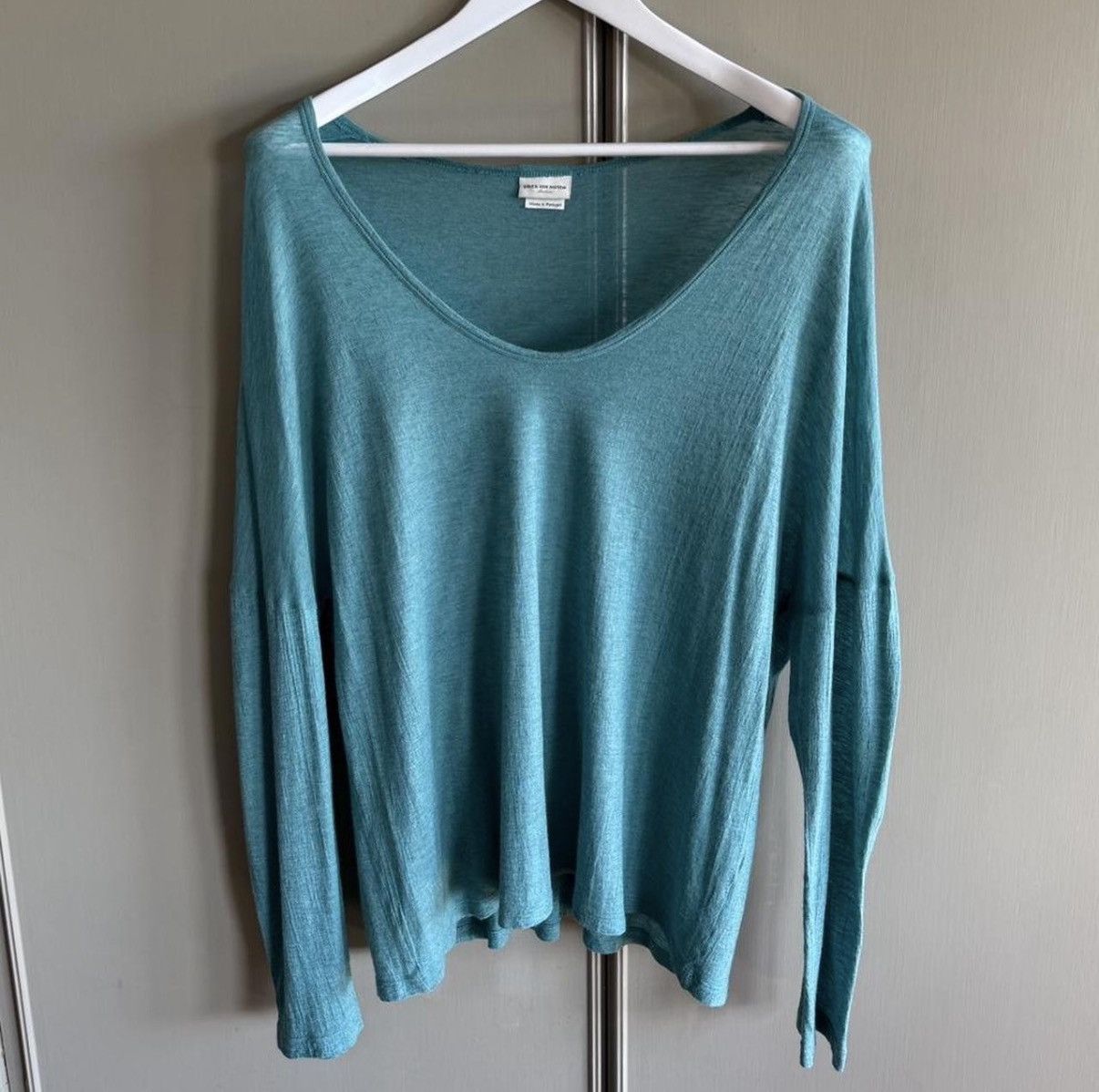 Dries Van Noten Rayon/Wool Turquoise Scoop Neck Long Sleeve Size M / US 6-8 / IT 42-44 - 1 Thumbnail
