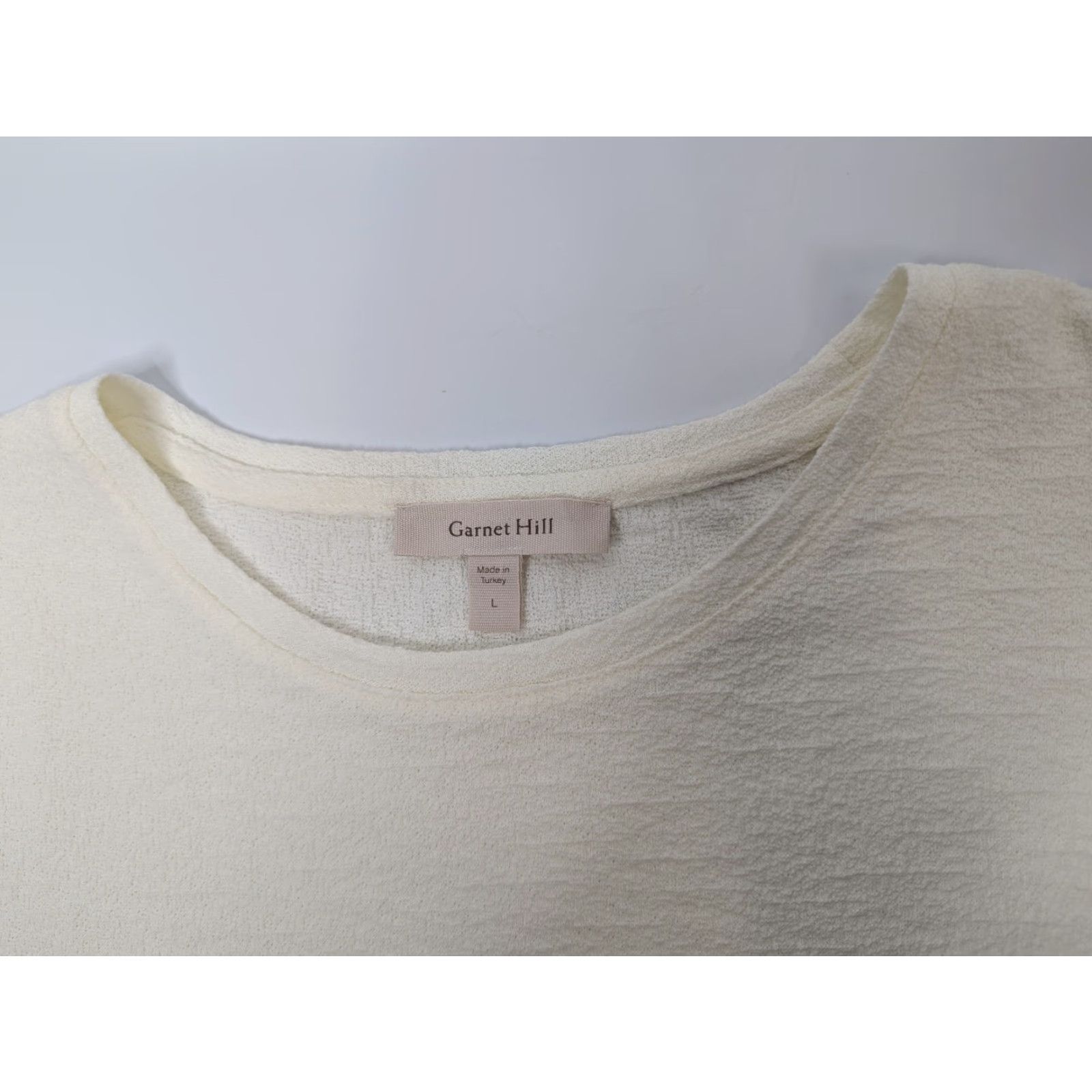 Vintage Garnet Hill Ivory Womens Blouse Shirt L Top Size Large Flutter Short Sleeve Cotton Size L / US 10 / IT 46 - 6 Thumbnail
