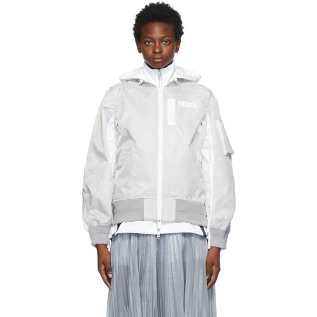 Nike × Sacai Nike x Sacai Layered Bomber hooded Jacket XS/S grey fog Size US S / EU 44-46 / 1 - 3 Thumbnail