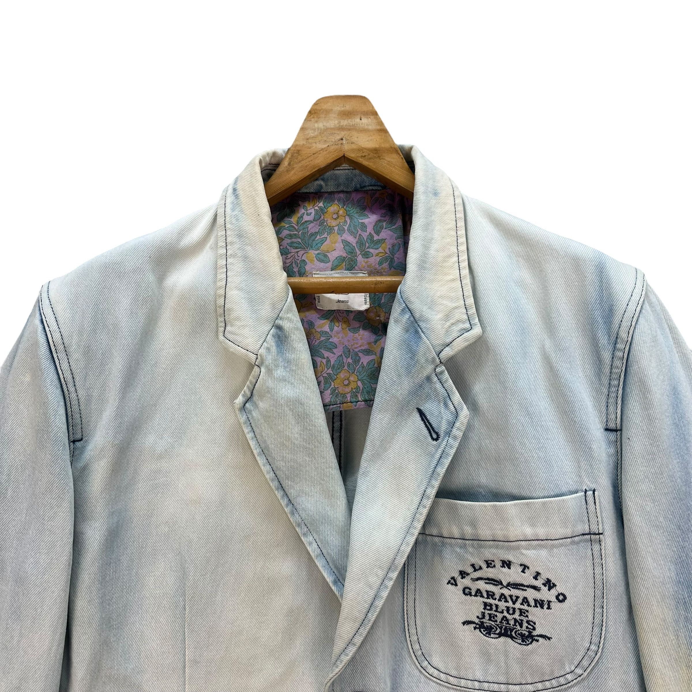 Vintage Valentino Garavani Jeans Washed Denim Casual Jacket #A7-0173 Size US M / EU 48-50 / 2 - 2 Thumbnail