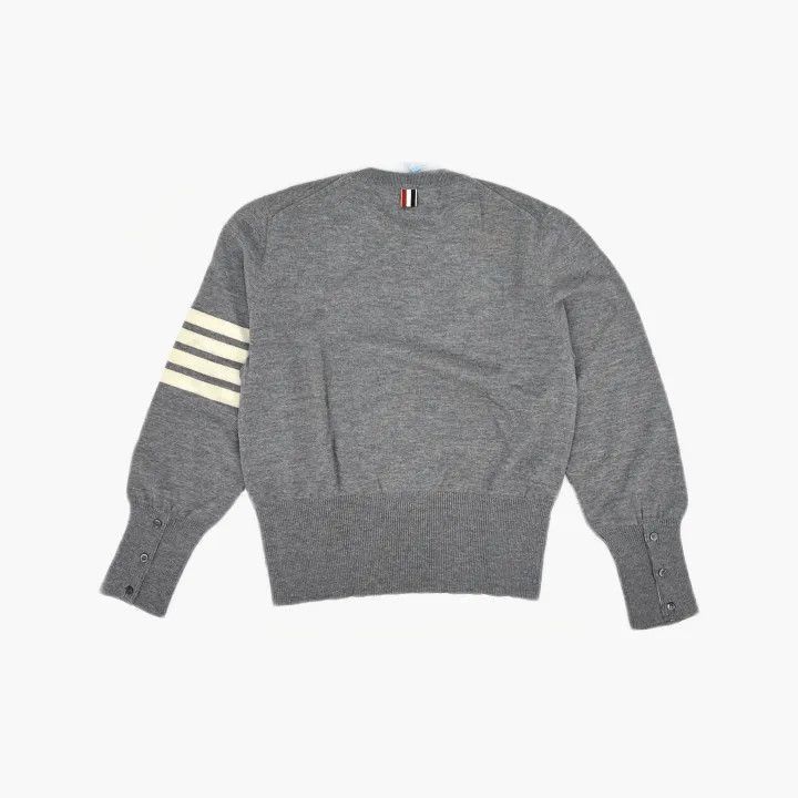 Thom Browne Thom Browne Gray Striped Sweater with Stick Figure -2507 Size US XL / EU 56 / 4 - 1 Thumbnail
