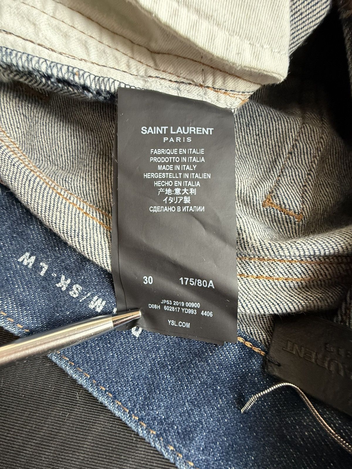Saint Laurent Paris SS20 Saint Laurent raw hem crash denim Jeans d03 skinny slim Size US 30 / EU 46 - 24 Thumbnail