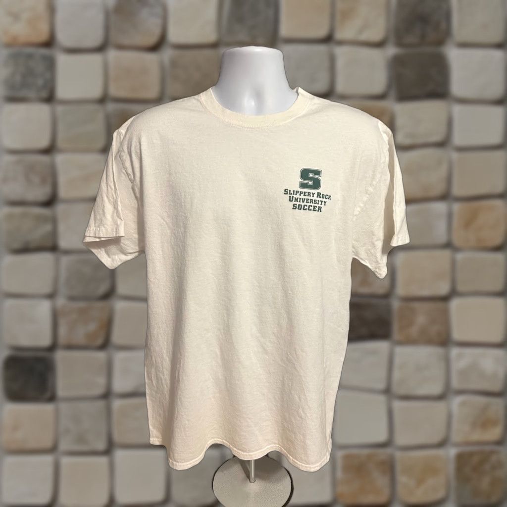 Port & Company VINTAGE Slippery Rock University Soccer Tee Shirt Adult Large White Short Sleeve Port & Company Shirt Mens Women Girls Boys? Size US L / EU 52-54 / 3 - 1 Thumbnail
