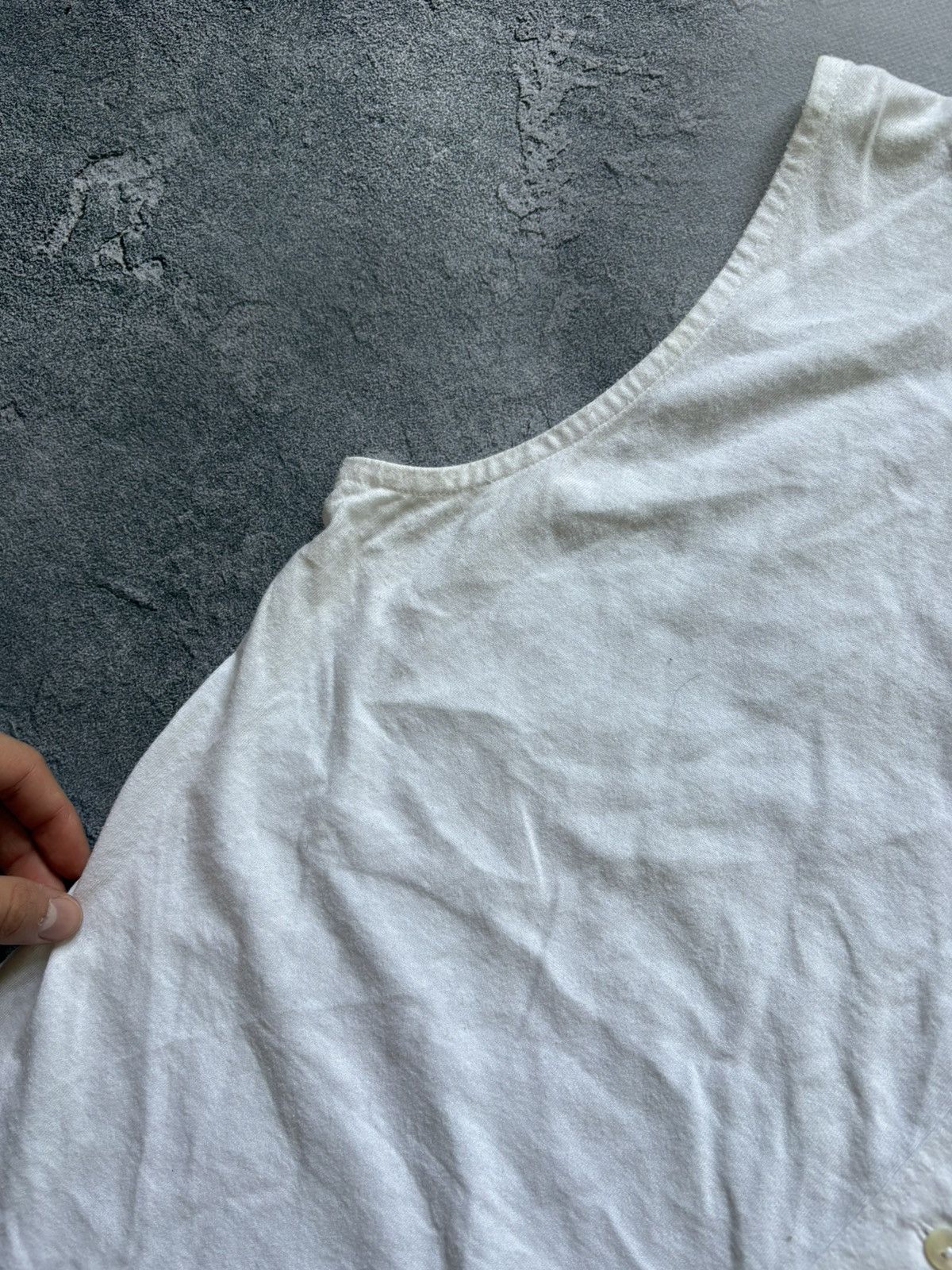 Dries Van Noten Vintage Dries Van Noten Asymmetric Button Up White Tank Top Size L / US 10 / IT 46 - 7 Thumbnail