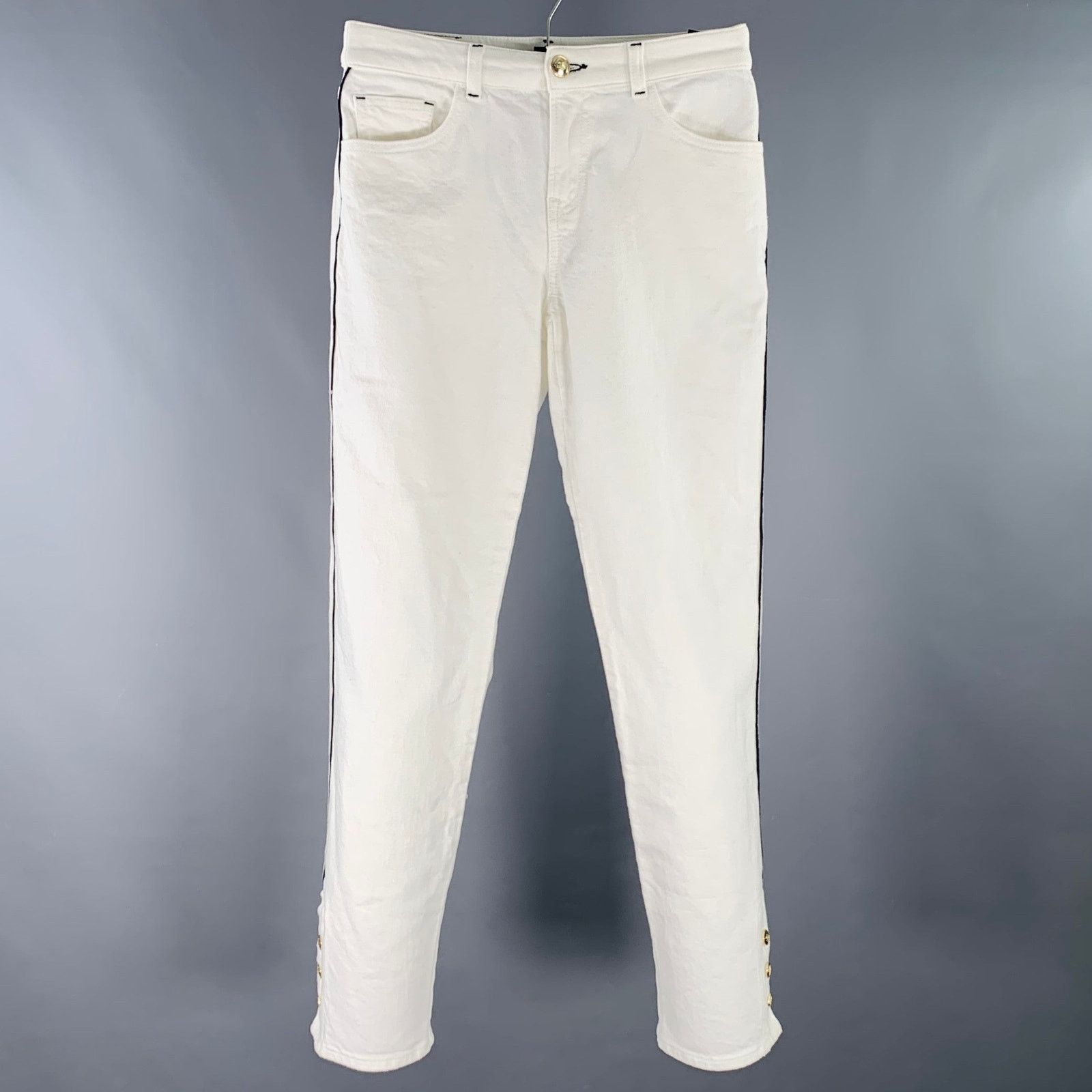 Emporio Armani EMPORIO ARMANI White Black Cotton Straight Five Pockets Size US 28 / EU 44 - 1 Thumbnail