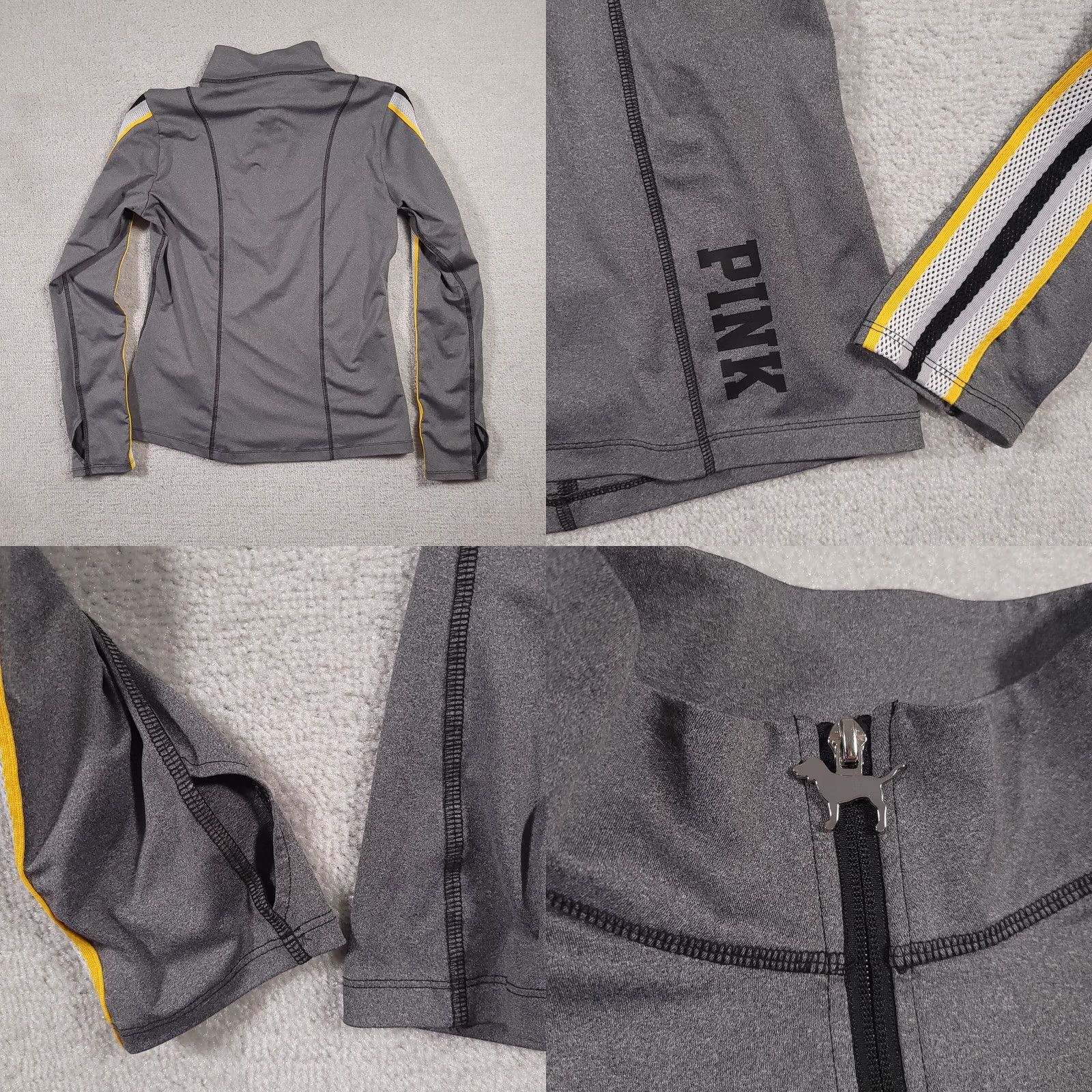 Victoria's Secret PINK By Victorias Secret Sweatshirt Womens Large Gray Half Zip Dog Zipper Athletic Shirt Size L / US 10 / IT 46 - 8 Thumbnail