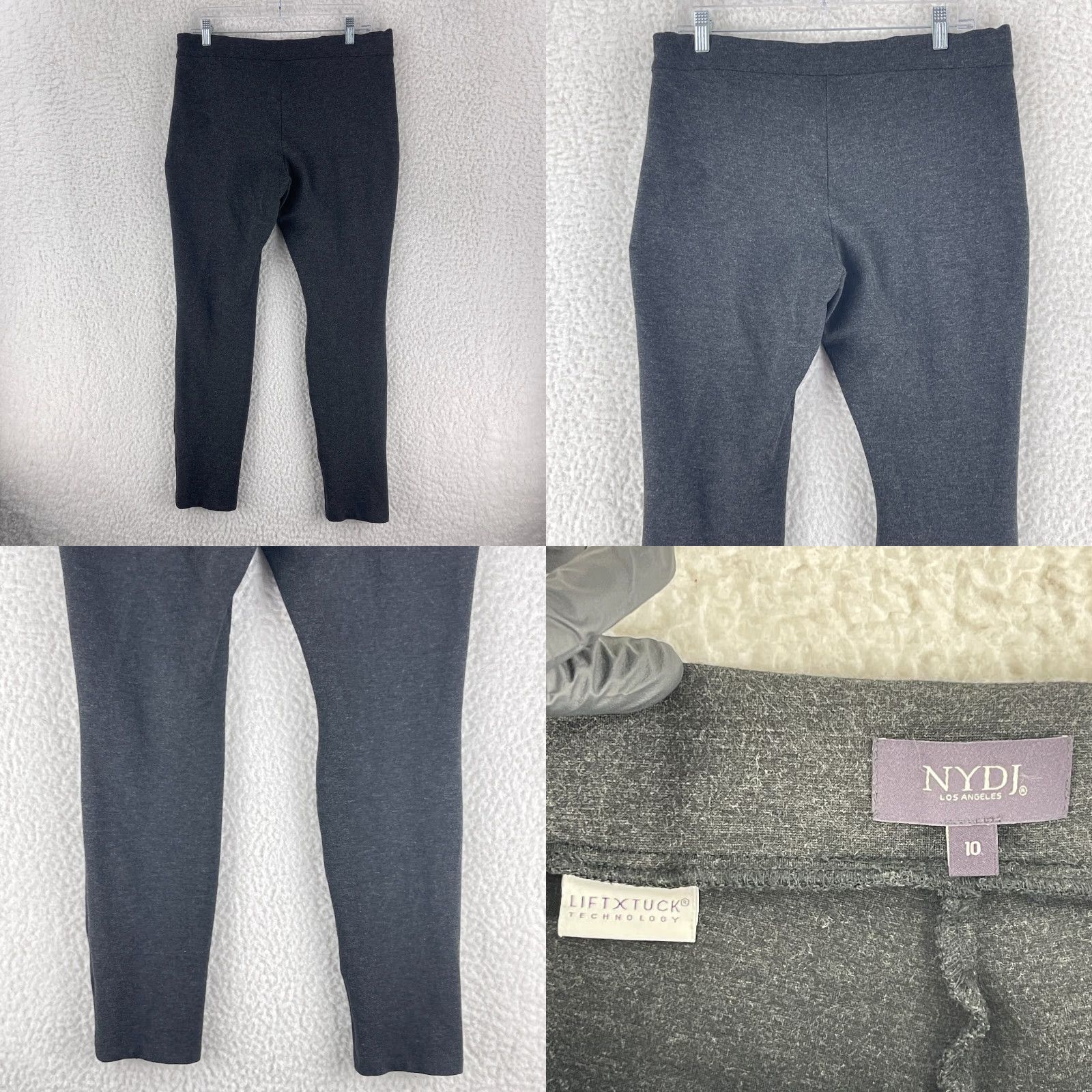NYDJ NYDJ Gray Heathered Pull On Skinny Ankle Pants Womens Elastic Waist Size 10 Size 32" / US 10 / IT 46 - 8 Thumbnail