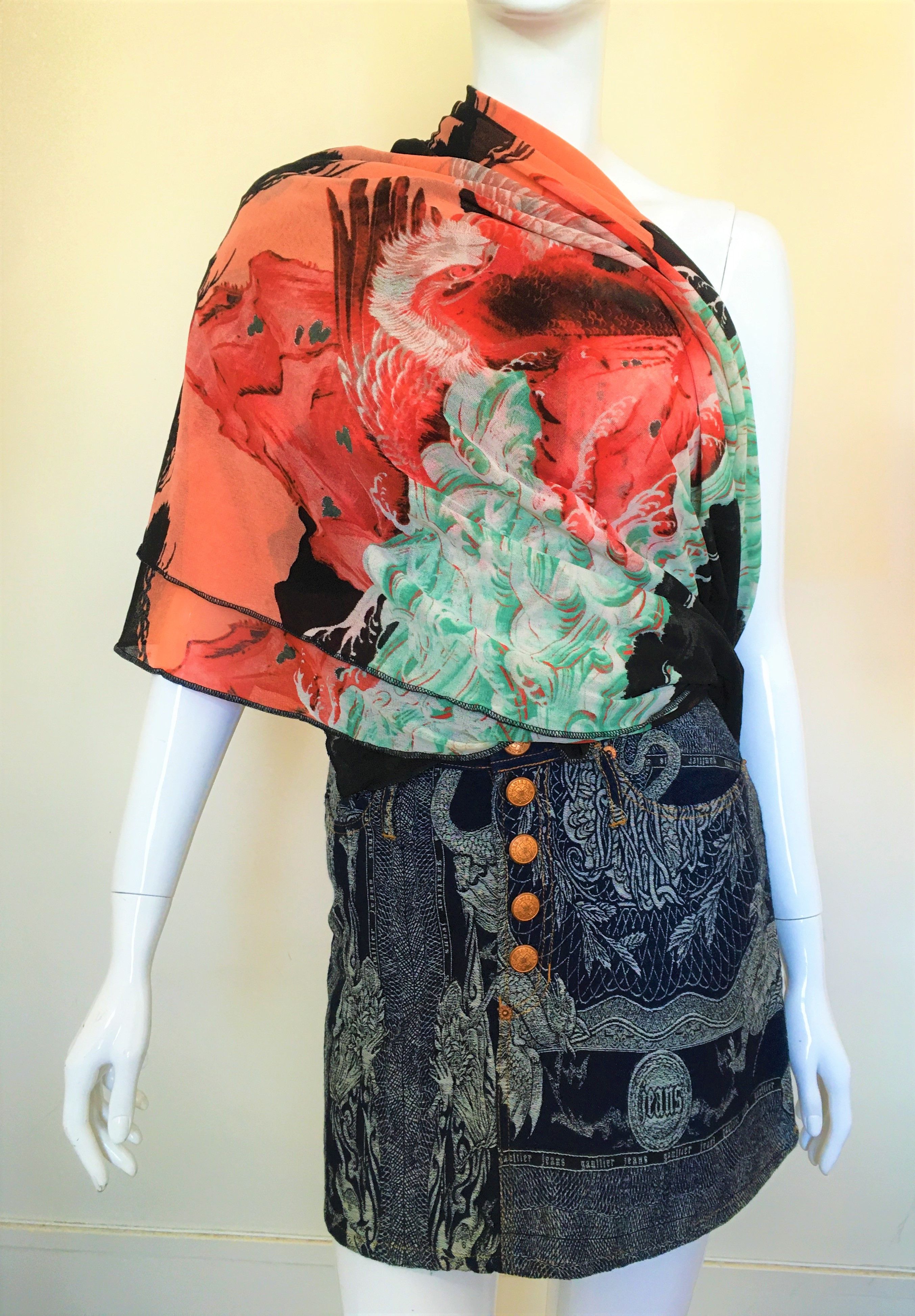 Jean Paul Gaultier Jean Paul Gaultier Dragon Pegasus Bull Baroque Mini Skirt Size 26" / US 2 / IT 38 - 10 Thumbnail