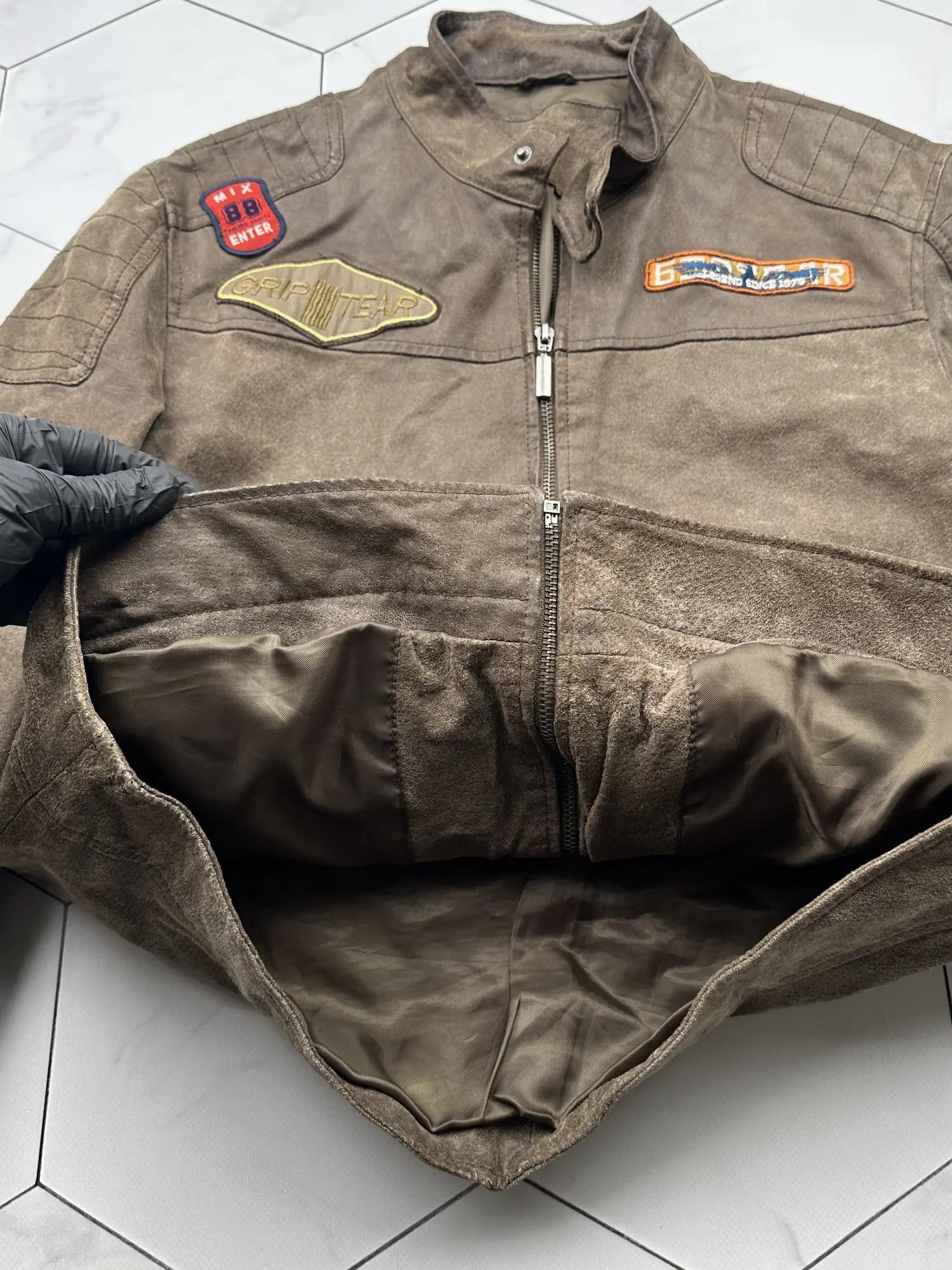Japanese Brand Vintage Suede Leather Jacket Racing Style (B417)E2 Size US M / EU 48-50 / 2 - 4 Thumbnail