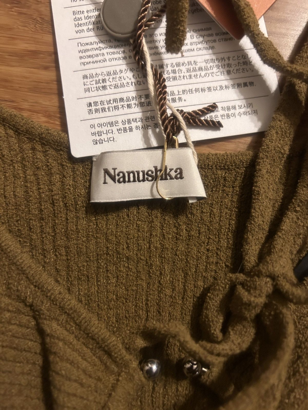 Nanushka NANUSHKA Amra cropped ribbed cotton-blend top Army Green Size L / US 10 / IT 46 - 6 Thumbnail