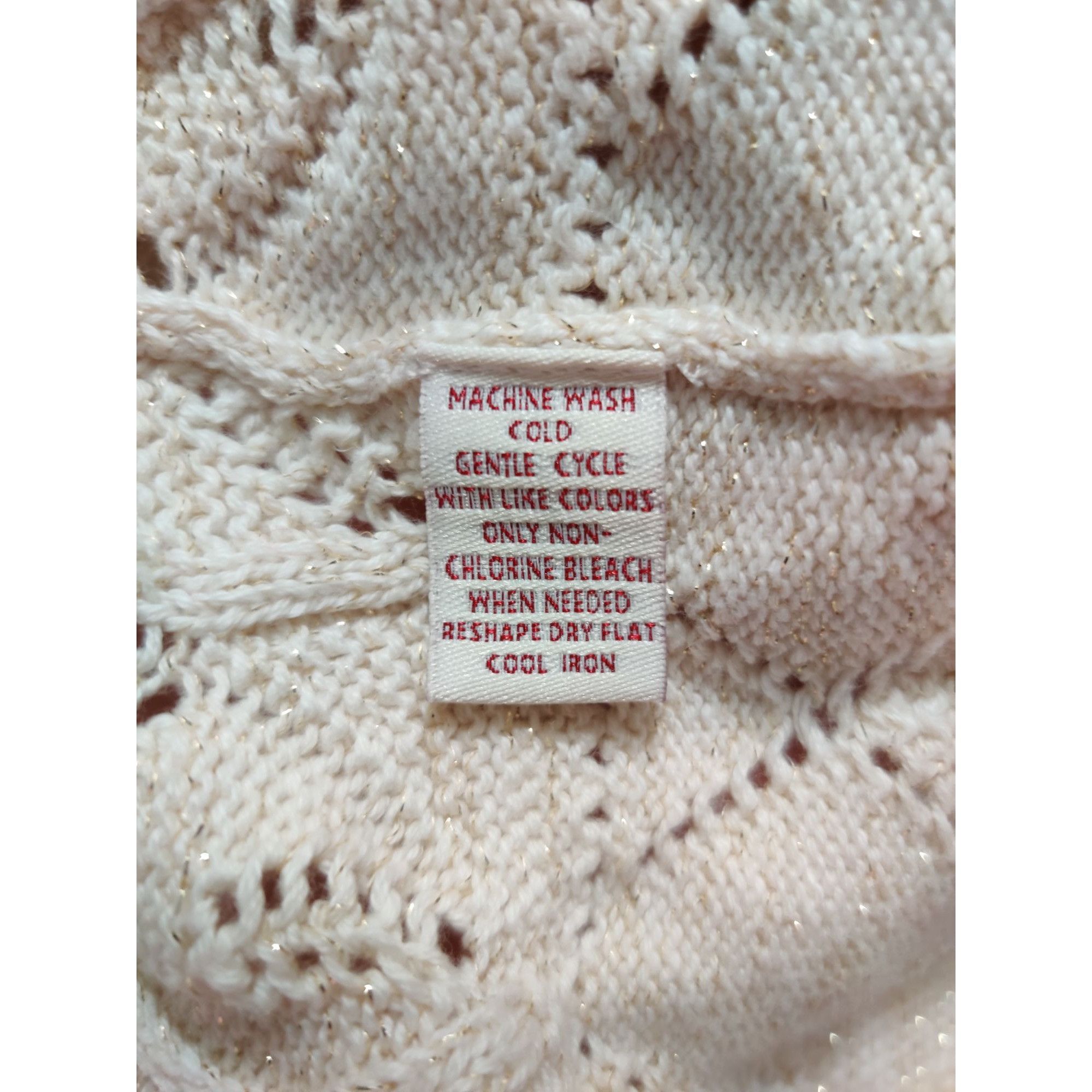 JM Collection JM Collection XL Petite Sweater Cream Metallic Open Knit Car Size XL / US 12-14 / IT 48-50 - 7 Thumbnail