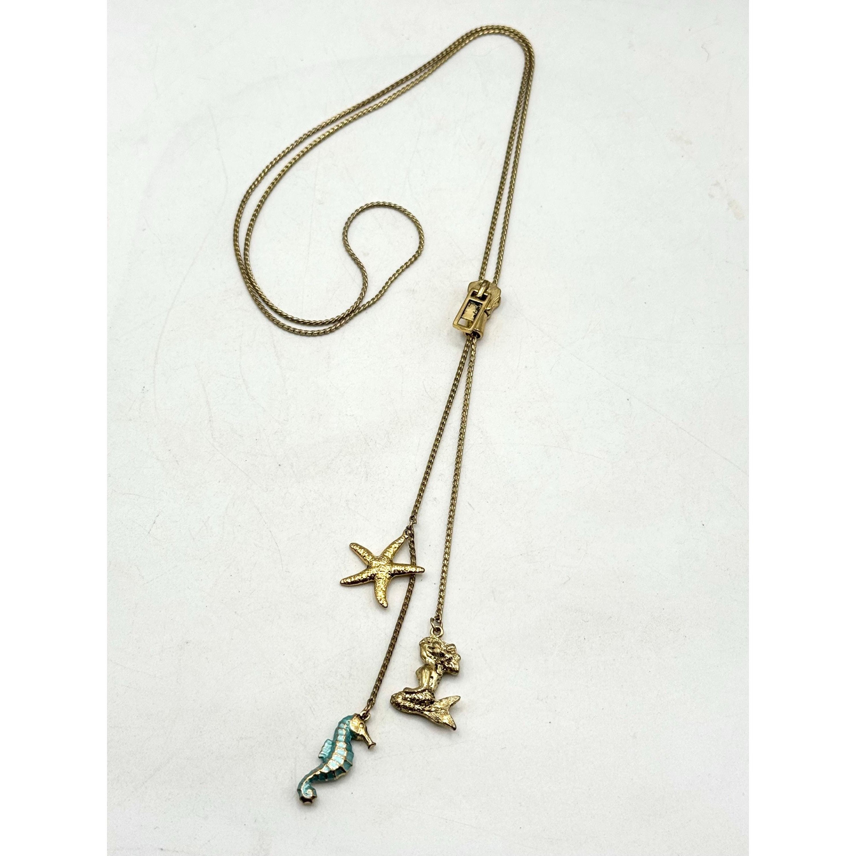 Other Vintage mermaid, starfish, enamel seahorse zipper necklace Size ONE SIZE - 6 Thumbnail