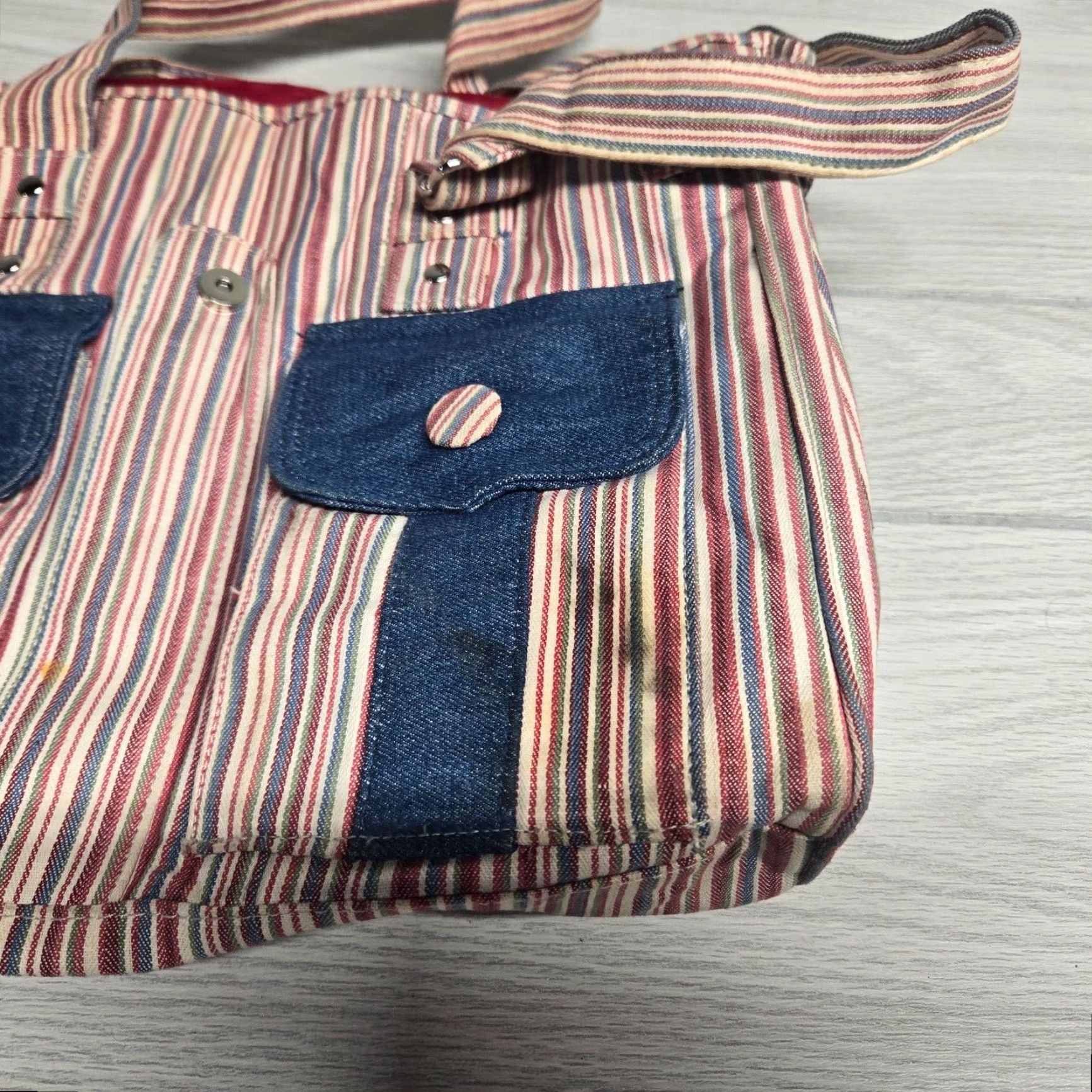 Vintage Longaberger Bag 14" Fabric Gift Tote Red Denim Plaid Tote Women 14" Red Denim Plaid Fabric Gift Tote Bag Longaberger Size ONE SIZE - 2 Thumbnail