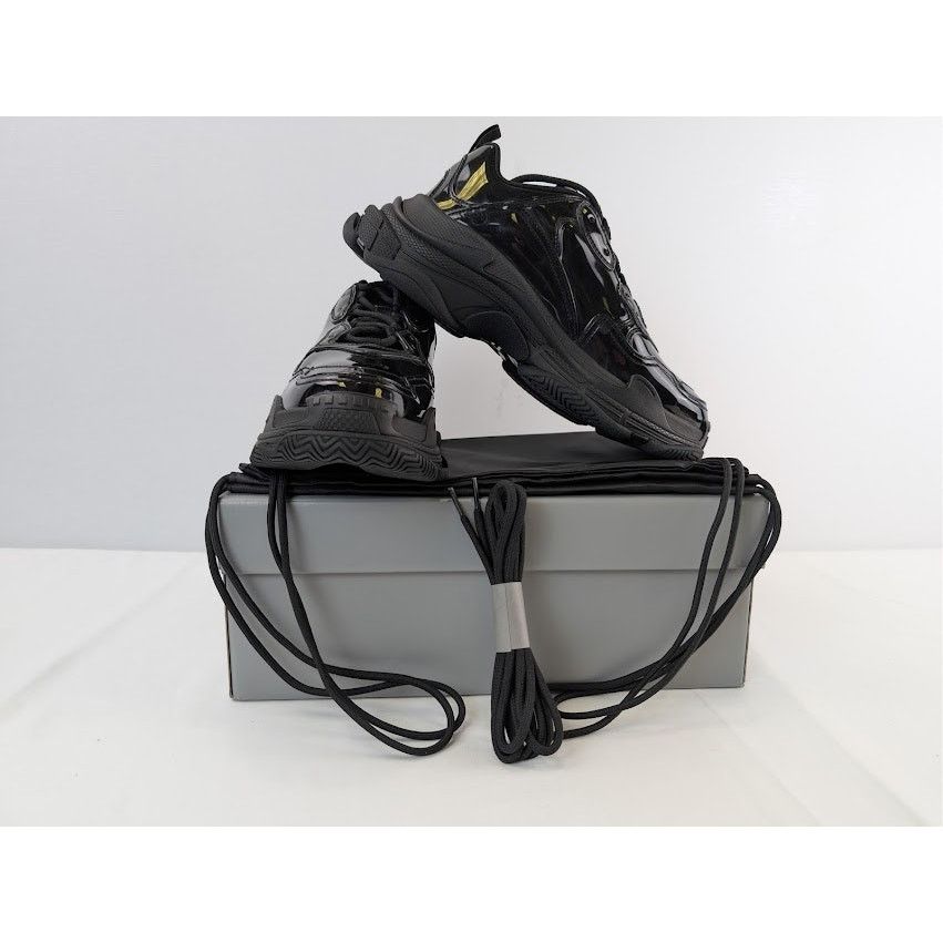 Balenciaga o1rshd1 Triple S Rubber Sneakers in Black Size US 12 / EU 45 - 19 Thumbnail
