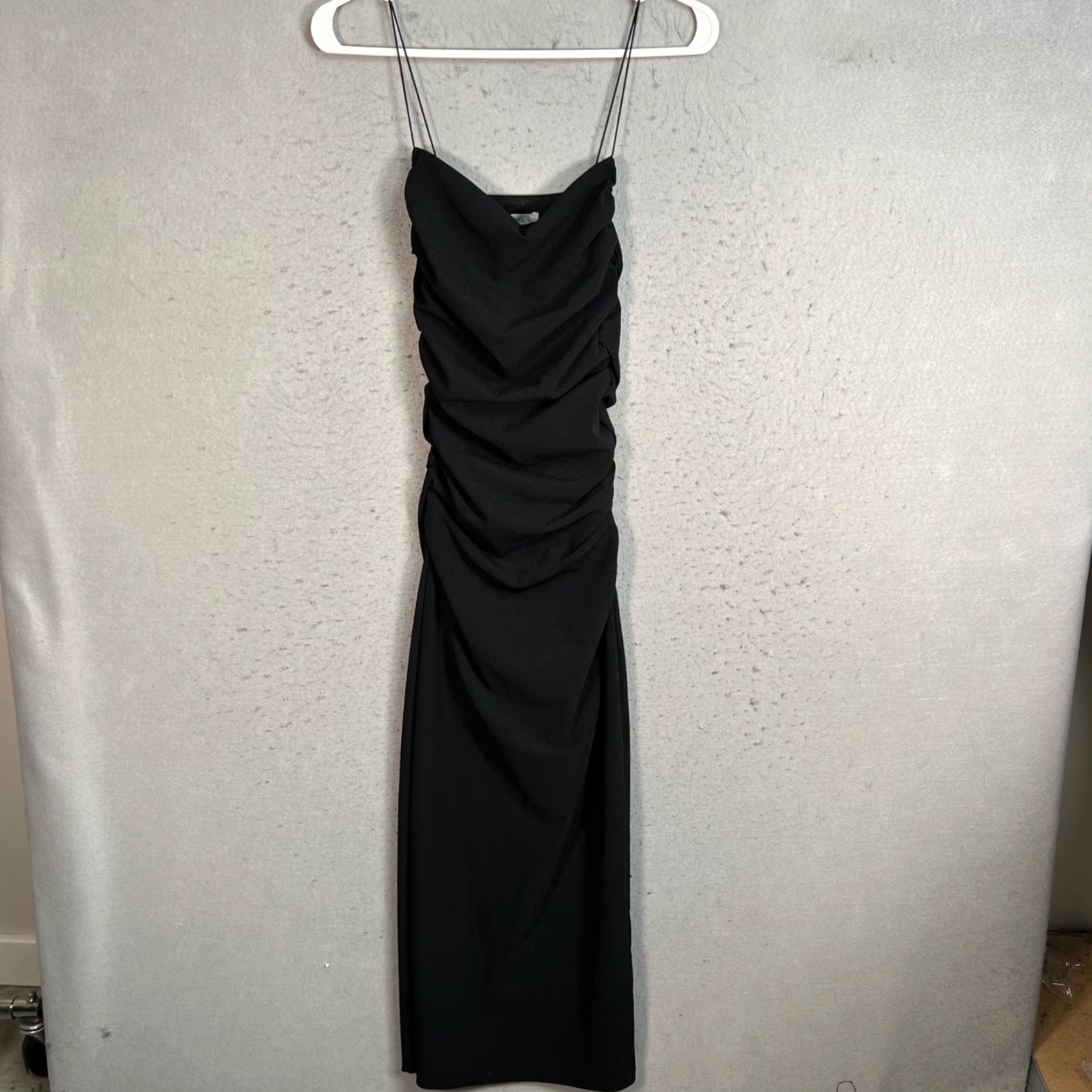H&M H&M Womens XS Black Ruched Spaghetti Strap Midi Dress Size XS / US 0-2 / IT 36-38 - 2 Thumbnail