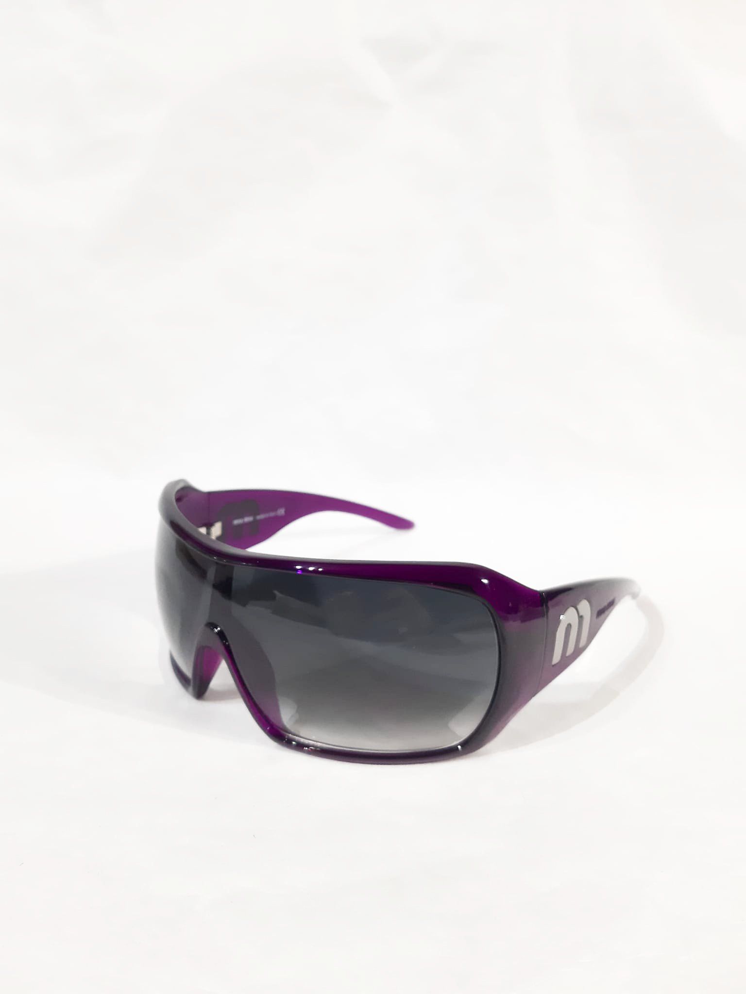 Miu Miu Miu Miu 2000's Purple Oversized Mask Shield Sunglasses Size ONE SIZE - 2 Thumbnail