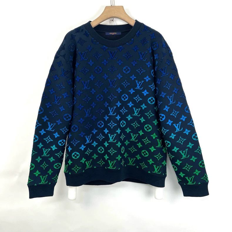 Louis Vuitton Blue-green gradient full-print sweatshirt