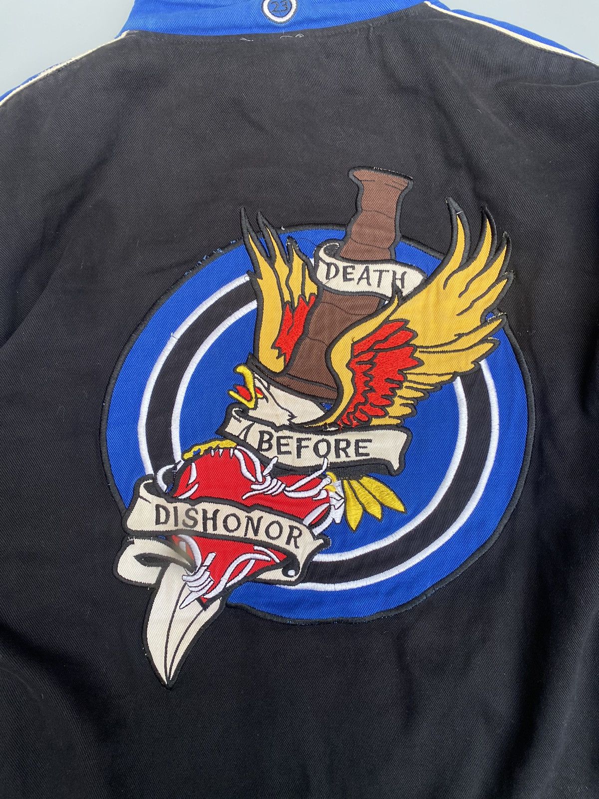 Ed Hardy × Vintage Vintage Ed Hardy Embroidered Varsity Jacket Size US XXL / EU 58 / 5 - 4 Thumbnail
