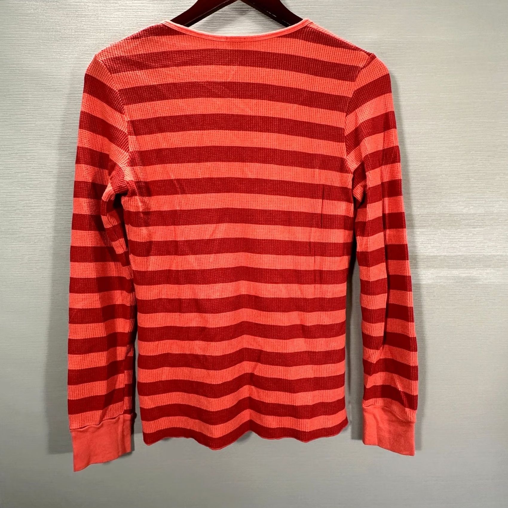 Splendid Splendid Womens XL Orange Striped Cotton Blend Knit Long Sleeve Tee Pullover Shirt V-Neck Top Size XL / US 12-14 / IT 48-50 - 7 Thumbnail