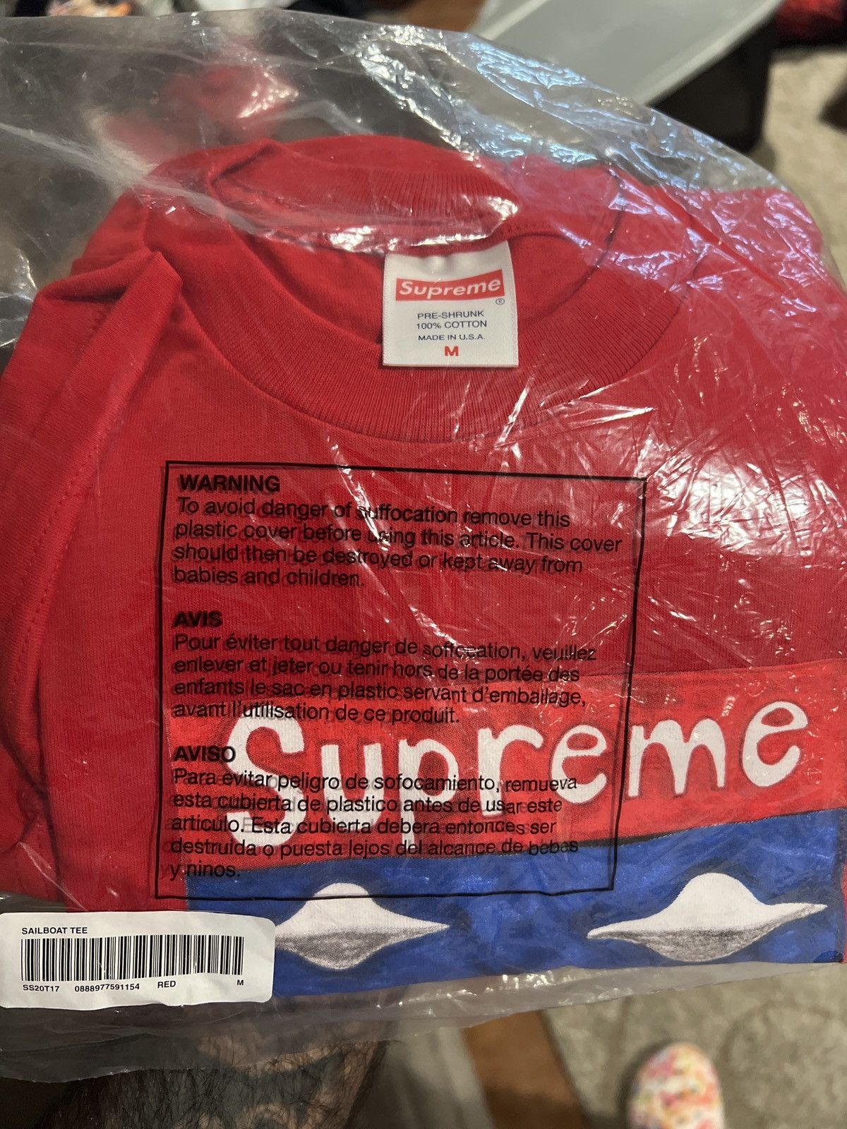 image of Supreme Sailboat Tee in Red, Men's (Size Medium)