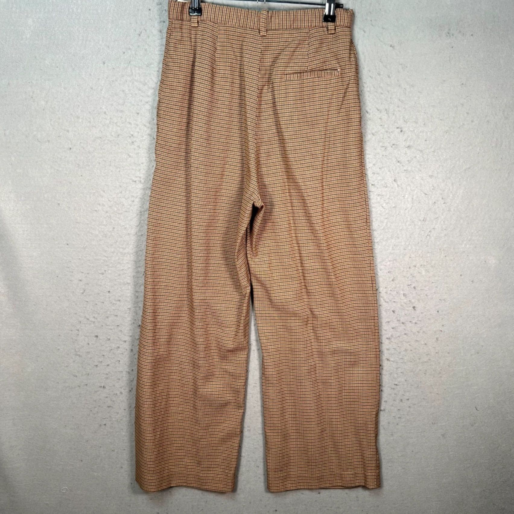 Vintage Wilfred Womens 4 Wide-Leg Plaid Trousers Brown Viscose Blend Pants Size 27" / US 4 / IT 40 - 2 Thumbnail