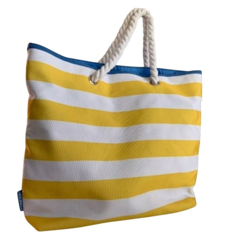 Clinique Tote Yellow White Stripe Beach Bag Shopping Purse, Women's