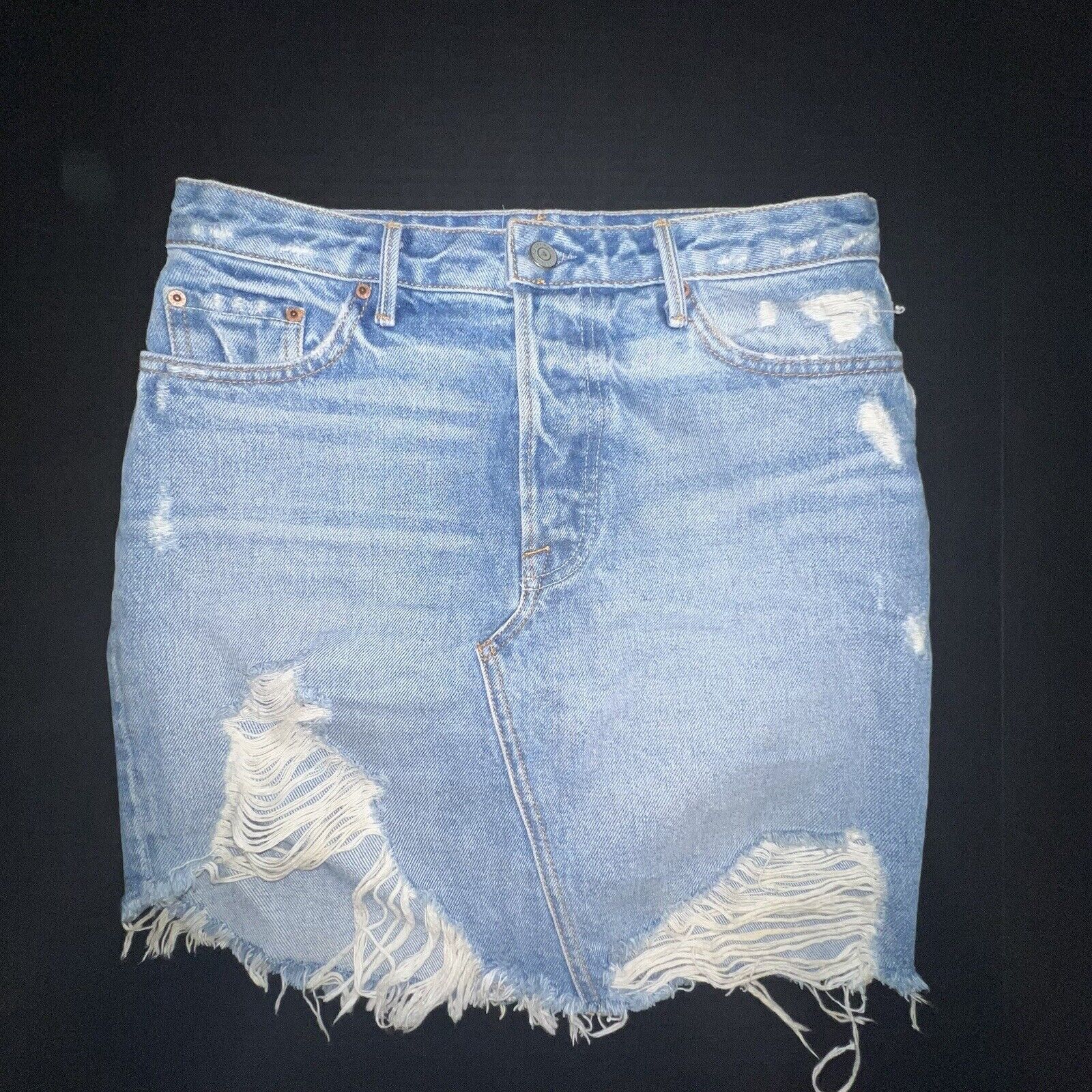 GRLFRND GRLFRND Sz 28 Lava Bed Rhoda Distressed Denim Mini Skirt Size 28" / US 6 / IT 42 - 2 Thumbnail