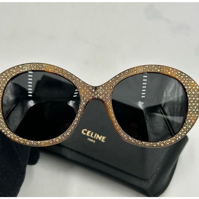 Celine Women's Celine Havana brown crystal sunglasses made in Italy Size ONE SIZE - 7 Thumbnail