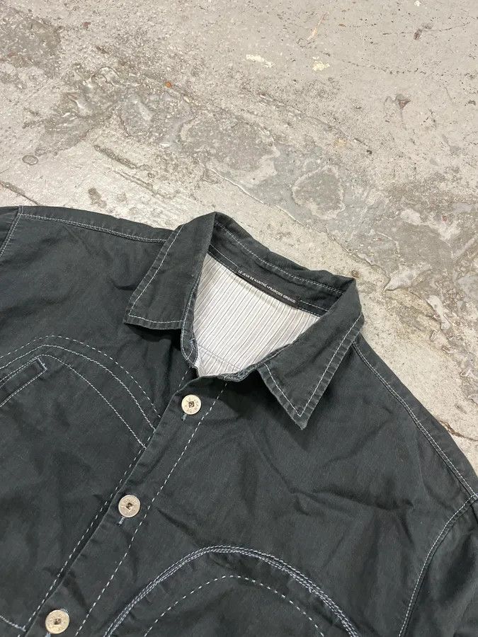 Marithe + Francois Girbaud 2000s Marithé + François Girbaud Contemporary Abstract Black Faded Shirt Jacket Size US M / EU 48-50 / 2 - 5 Thumbnail