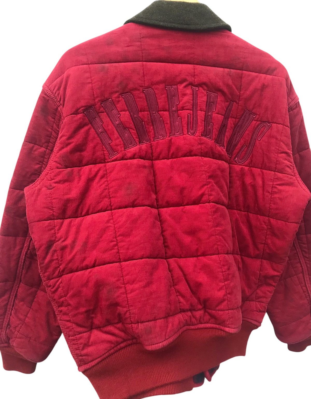 Ferre Ferre Jeans Italy Bombers Corduroy Spellout Jacket (STAINS) Size US M / EU 48-50 / 2 - 12 Thumbnail