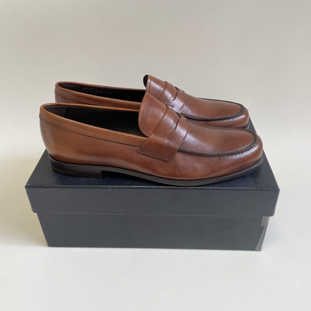 Prada Mid 2000s Brown Burnished Leather Loafers Size US 11.5 / EU 44-45 - 23 Thumbnail