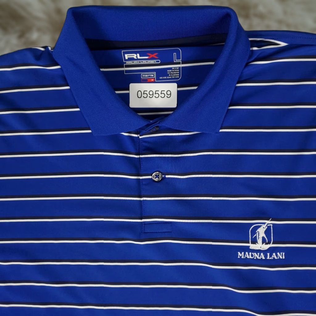 Ralph Lauren Ralph Lauren RLX Polo Shirt Mens Large Blue Striped Short Sleeve Golf Casual Size US L / EU 52-54 / 3 - 1 Thumbnail