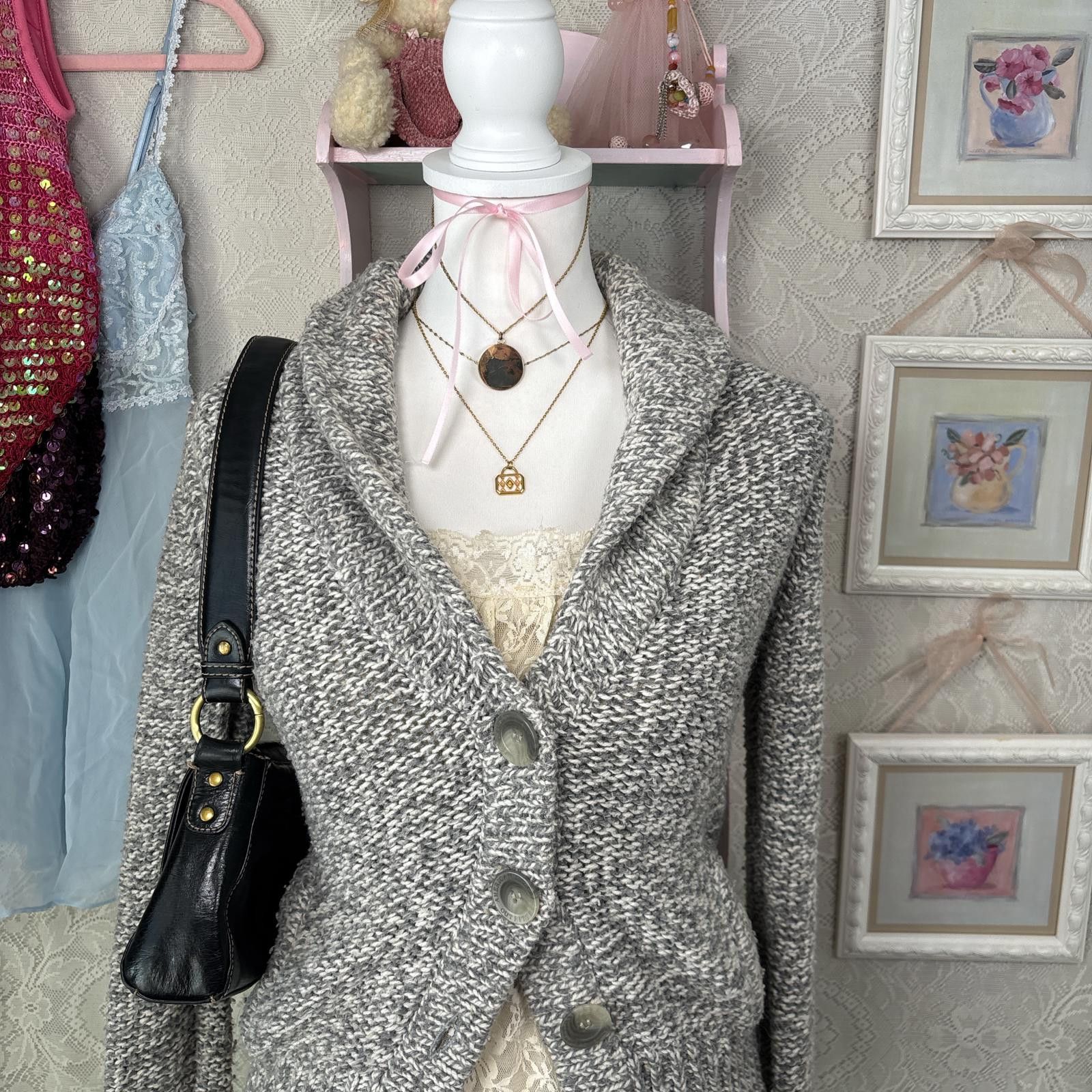American Eagle Outfitters y2k american eagle chunky knit fitted cardigan Size M / US 6-8 / IT 42-44 - 3 Thumbnail