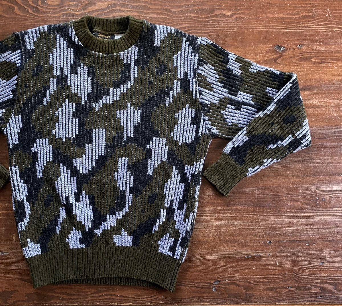 Vintage Vintage 70’s North Cape Brown Black Grey Ribbed Knit Sweater Size US XL / EU 56 / 4 - 1 Thumbnail