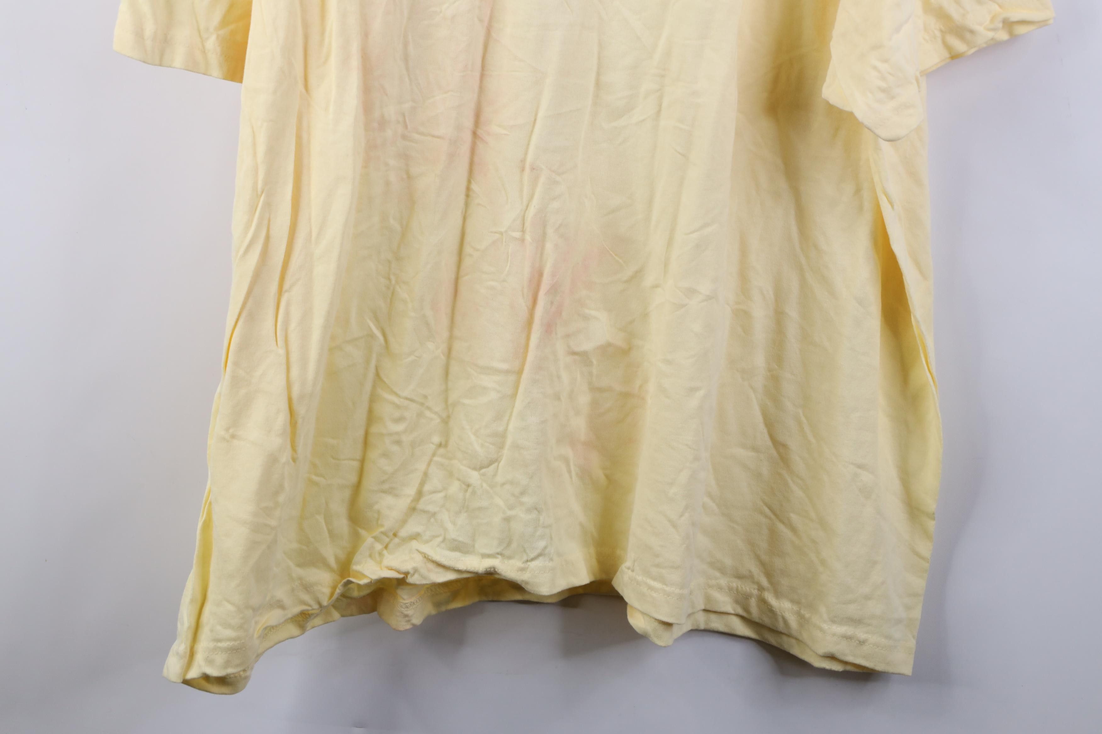 Hanes Vintage 90s Hanes Distressed Cotton Pocket T-Shirt Yellow Size US XXL / EU 58 / 5 - 16 Thumbnail