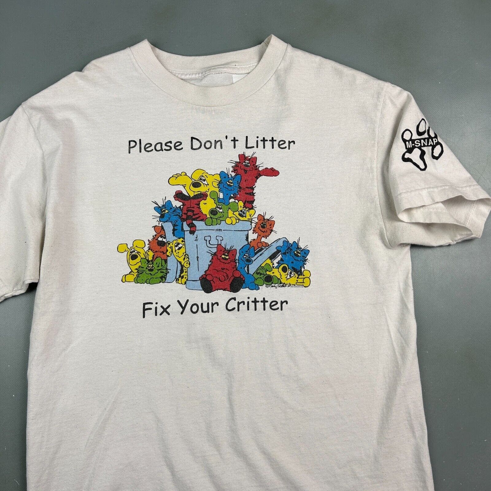 Vintage VINTAGE | Please Dont Litter Fix Your Critter T-Shirt sz M Size US M / EU 48-50 / 2 - 2 Thumbnail