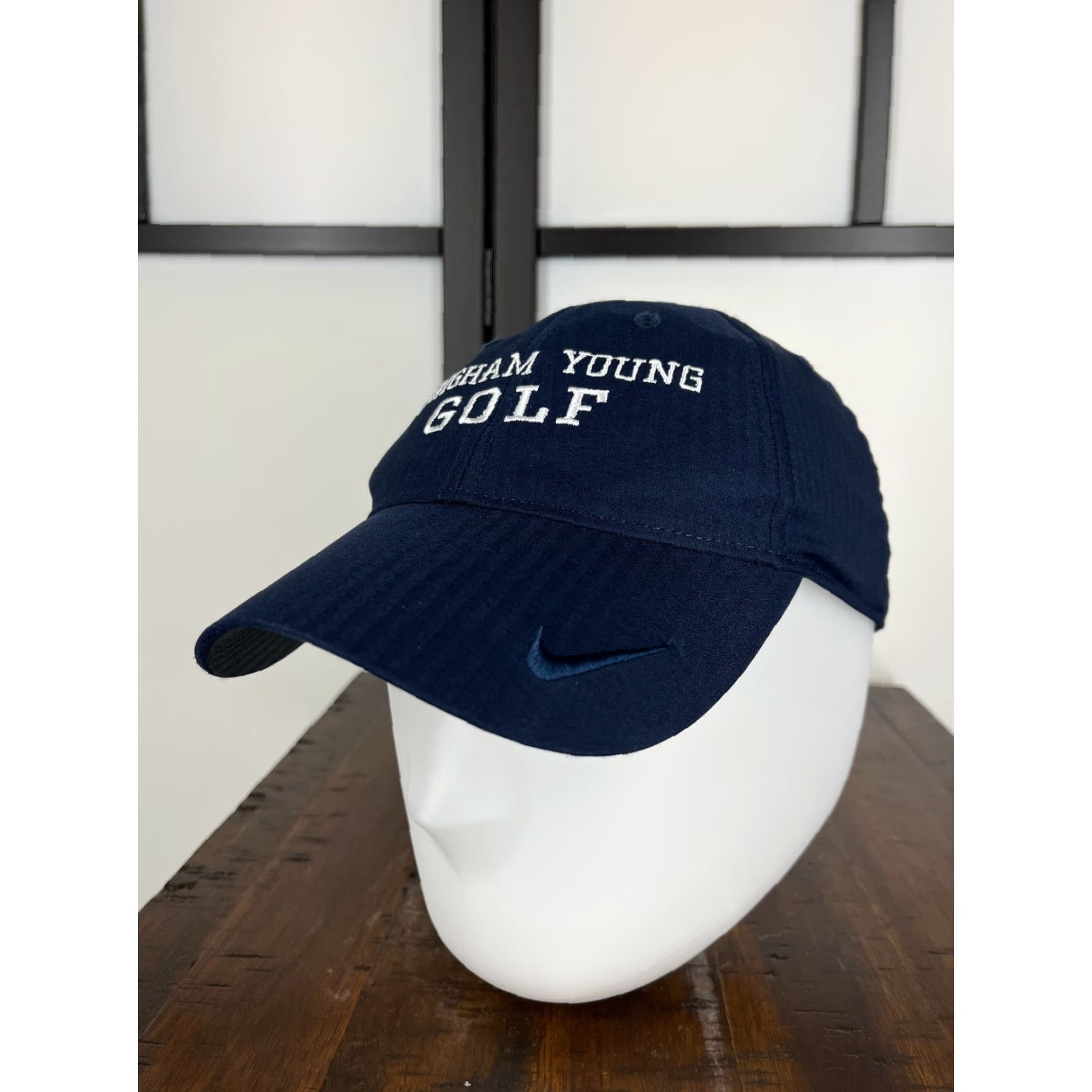 Nike Nike Golf Hat Cap Fitted Mens One Size Blue Swoosh Brigham Young Golf 100% Polyester Size ONE SIZE - 4 Thumbnail