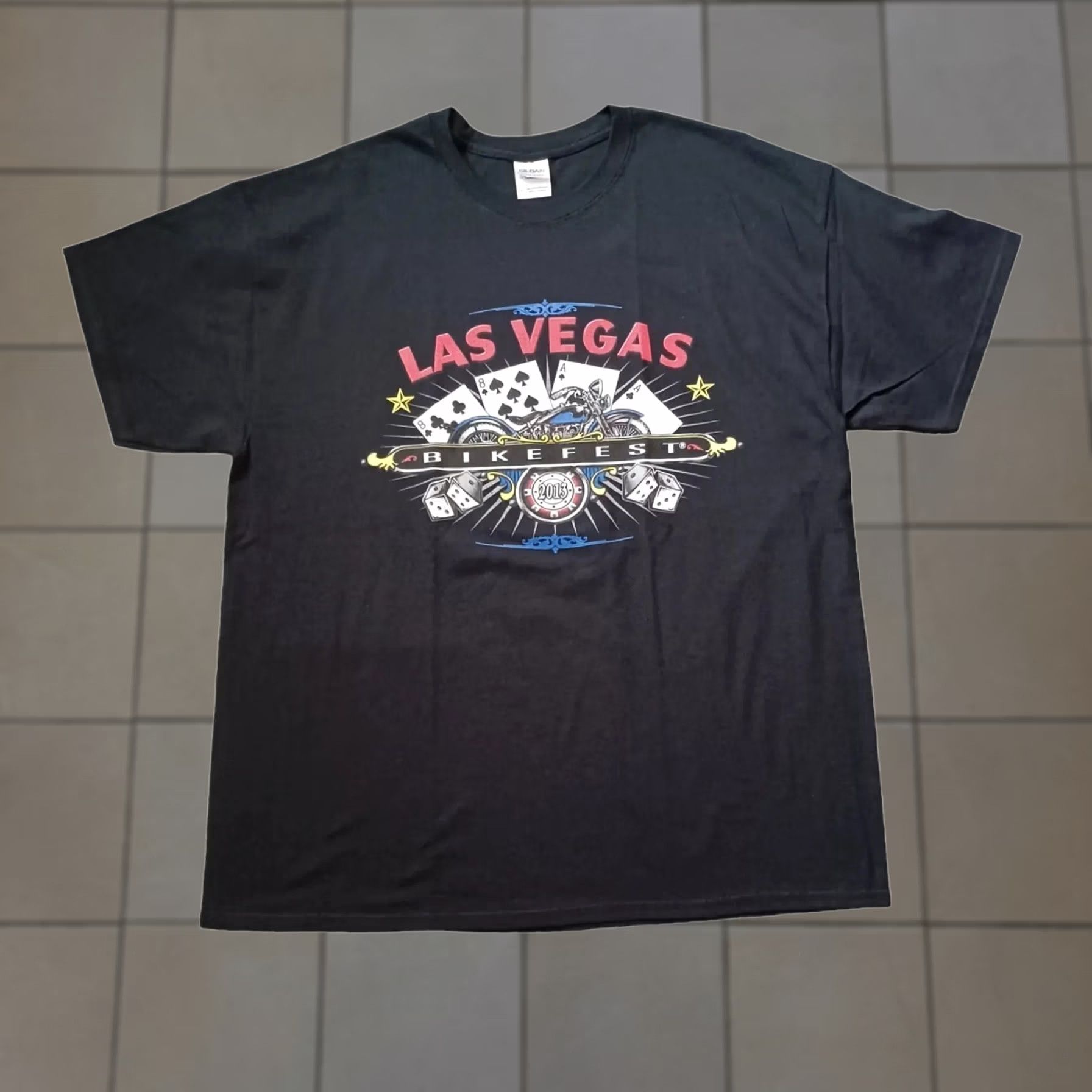 Gildan Gildan Heavy Cotton Las Vegas Bike Fest T Shirt Mens XL Black Double-Sided 2013 Motorcycle Rally Biker City Classic Garden Accessories? Size US XL / EU 56 / 4 - 1 Thumbnail