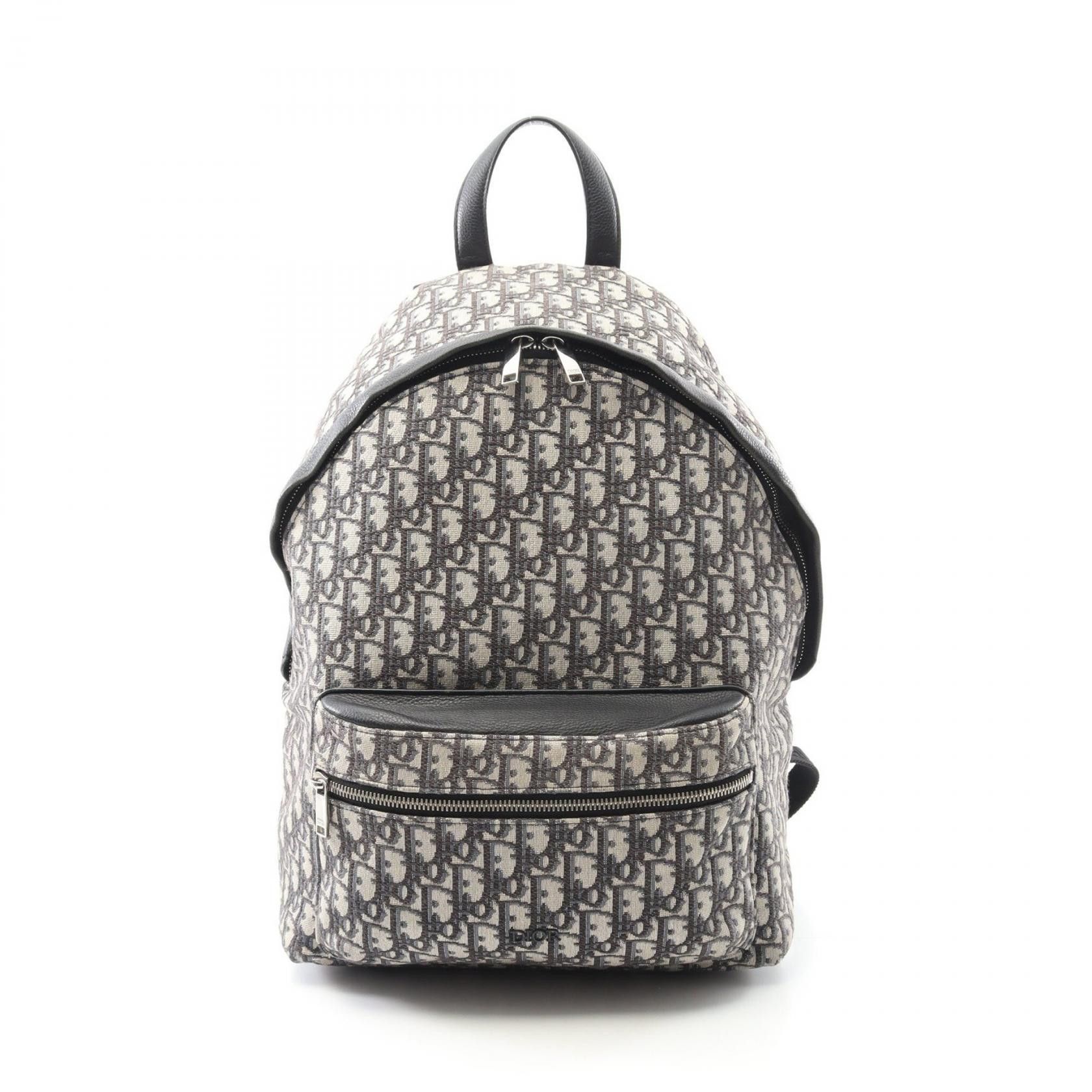 Dior Dior Oblique Jacquard Canvas Leather Backpack Canvas Backpack 1VOBA088YKY_H28E