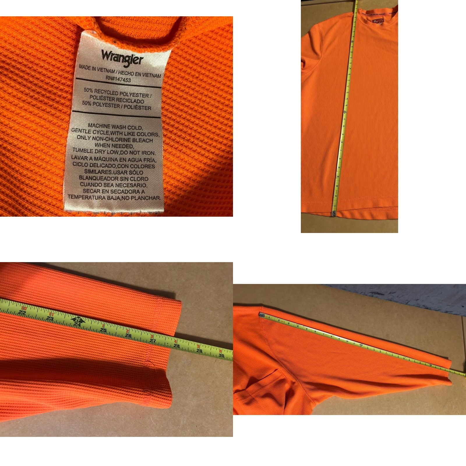 Wrangler VINTAGE Wrangler Long Sleeve Thermal Orange Hunting Safety Men XL Polyester Bright Crew Size US XL / EU 56 / 4 - 9 Thumbnail