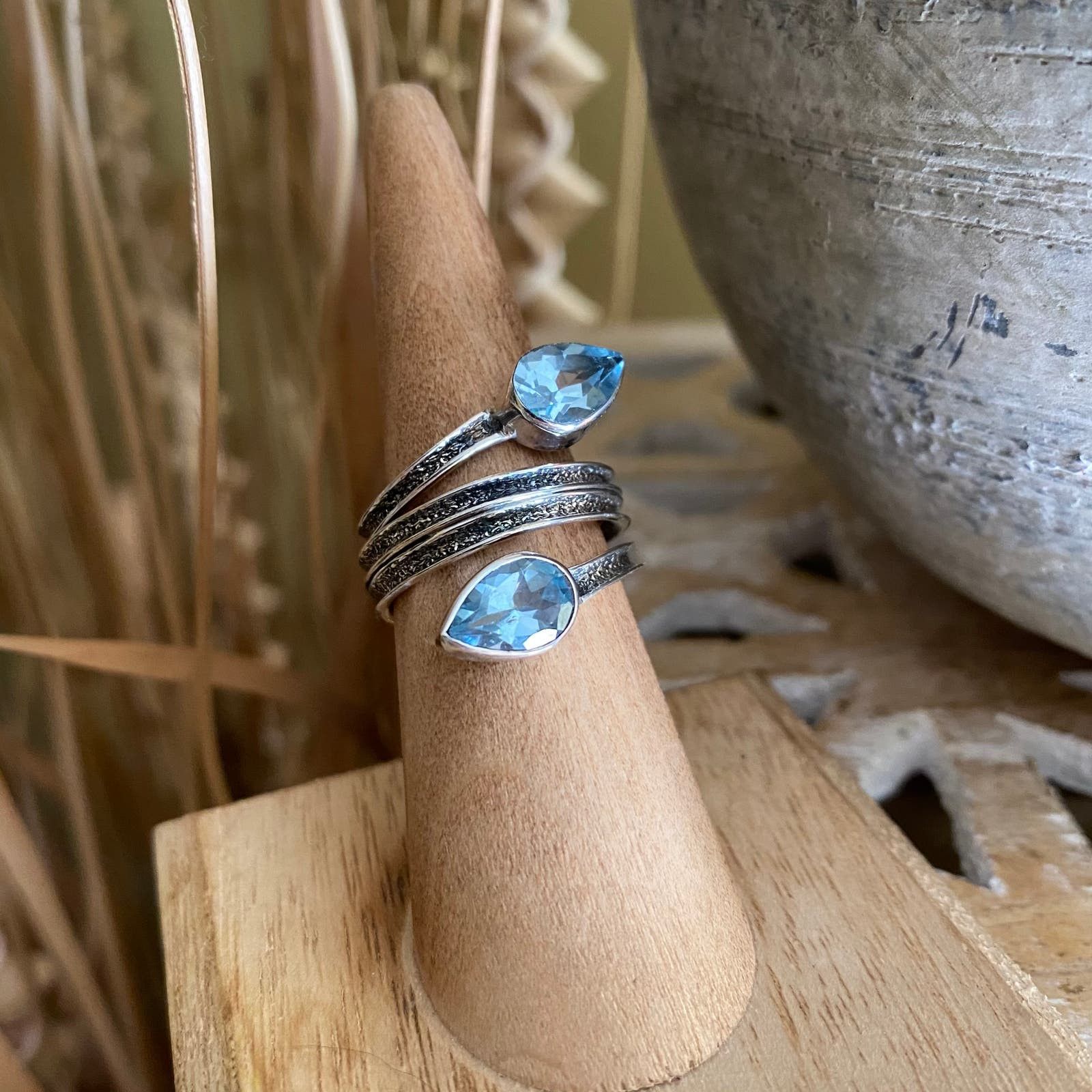 The Unbranded Brand Blue Topaz Sterling Silver Ring Size ONE SIZE - 3 Thumbnail
