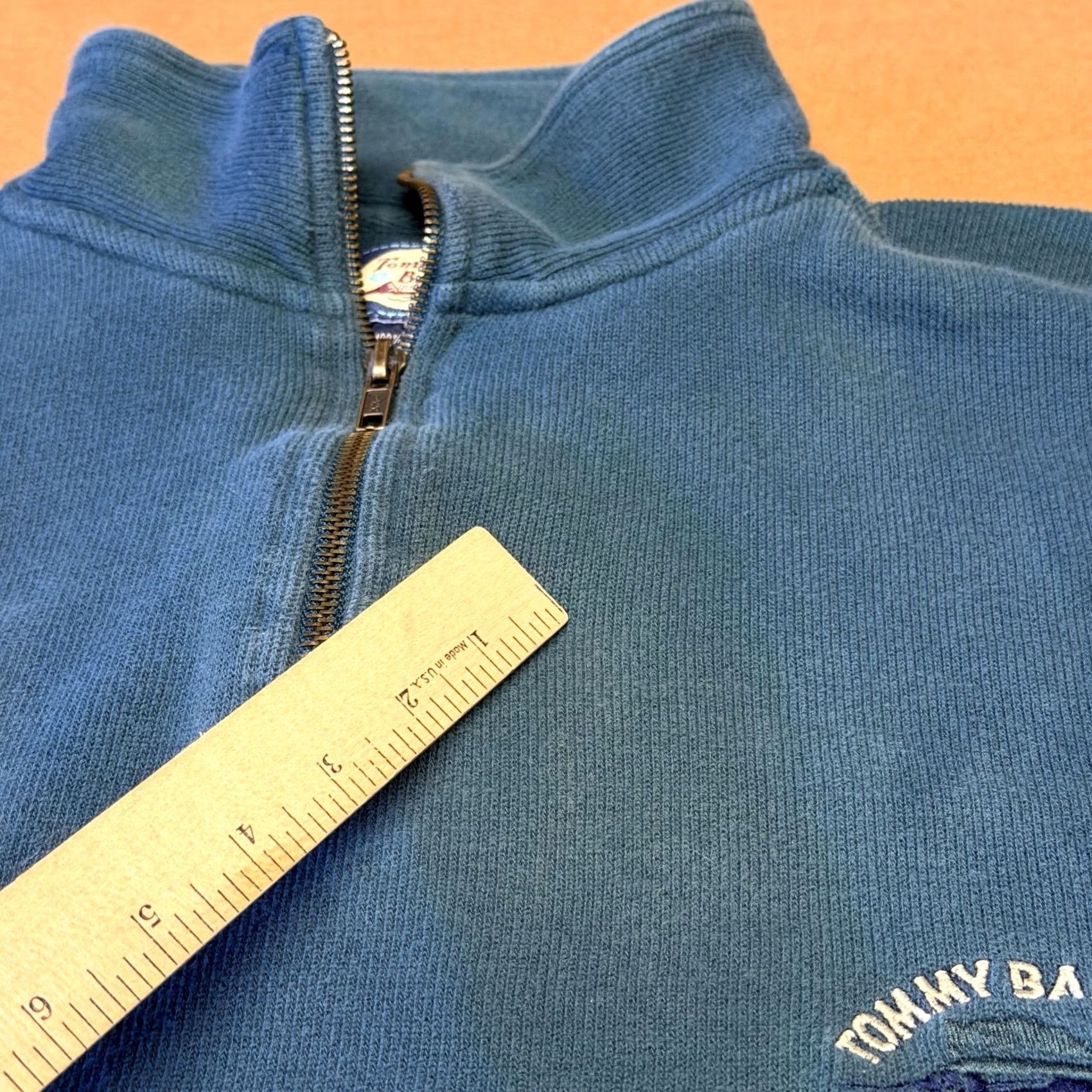 Tommy Bahama Tommy Bahama Sweater Mens L Blue Mock Neck Quarter Zip Knit Pullover with Logo Embroidery Size US L / EU 52-54 / 3 - 4 Thumbnail