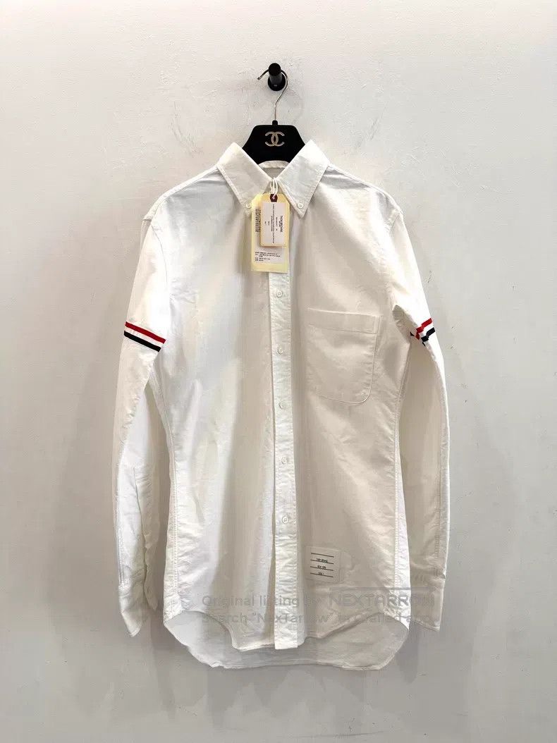 Thom Browne Thom Browne Side-Striped White Shirt Jacket Size US S / EU 44-46 / 1 - 1 Thumbnail